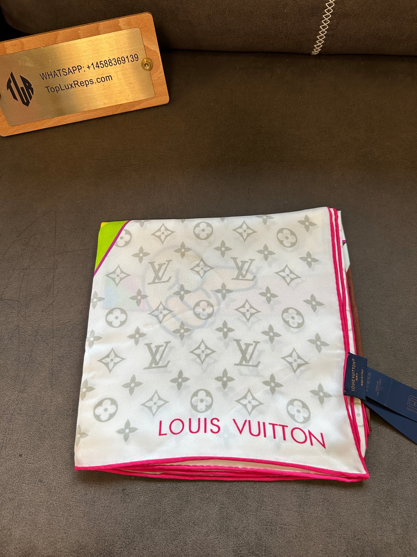 Louis Vuitton Multicolor Silk Square Scarf with Monogram Print