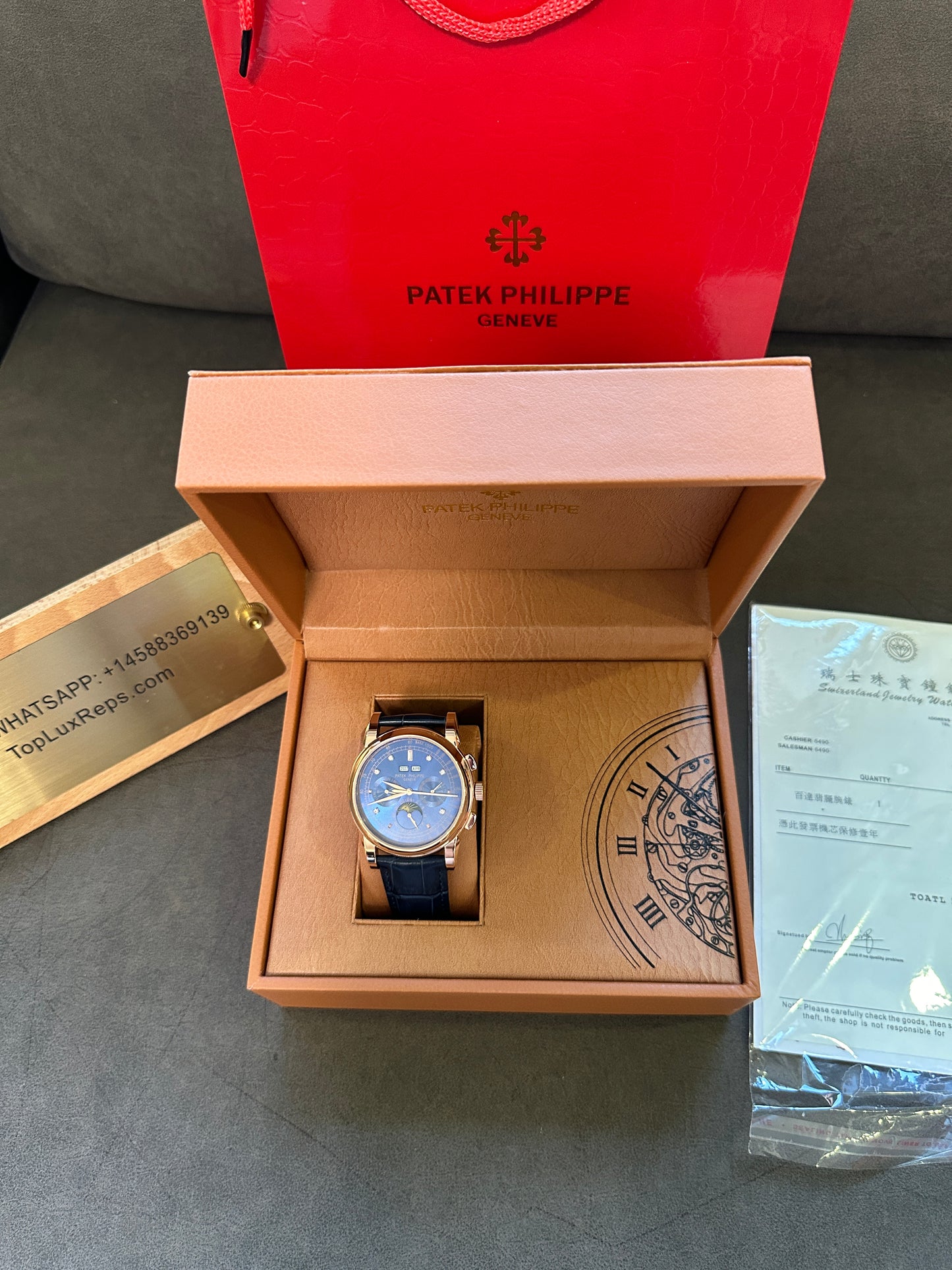 Patek Philippe Grand Complications Moonphase Chronograph 42mm Blue Dial Rose Gold Watch