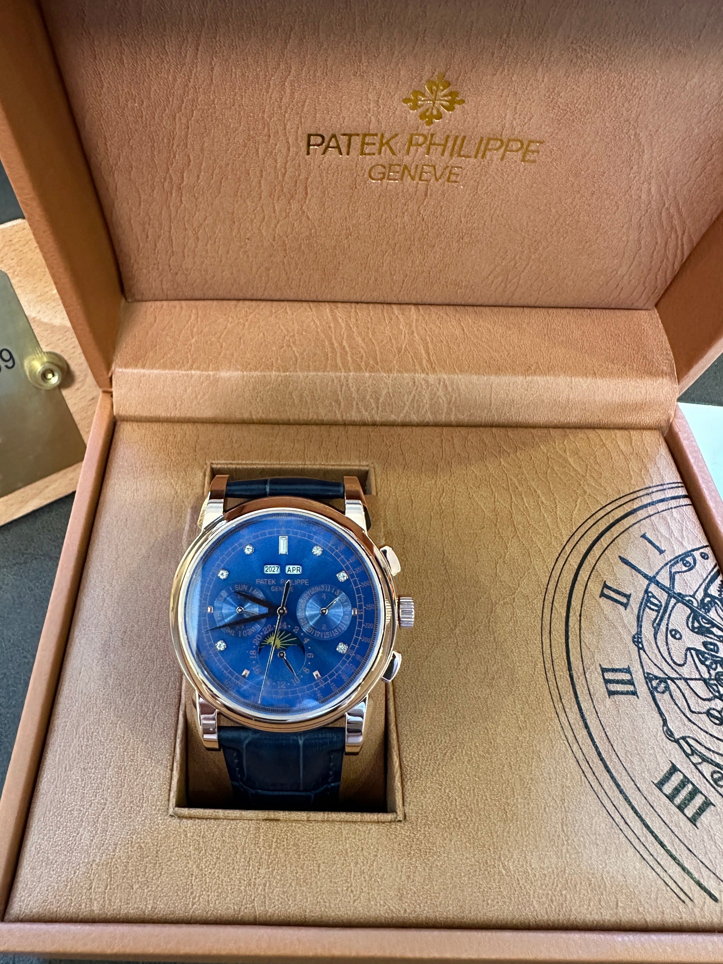 Patek Philippe Grand Complications Moonphase Chronograph 42mm Blue Dial Rose Gold Watch