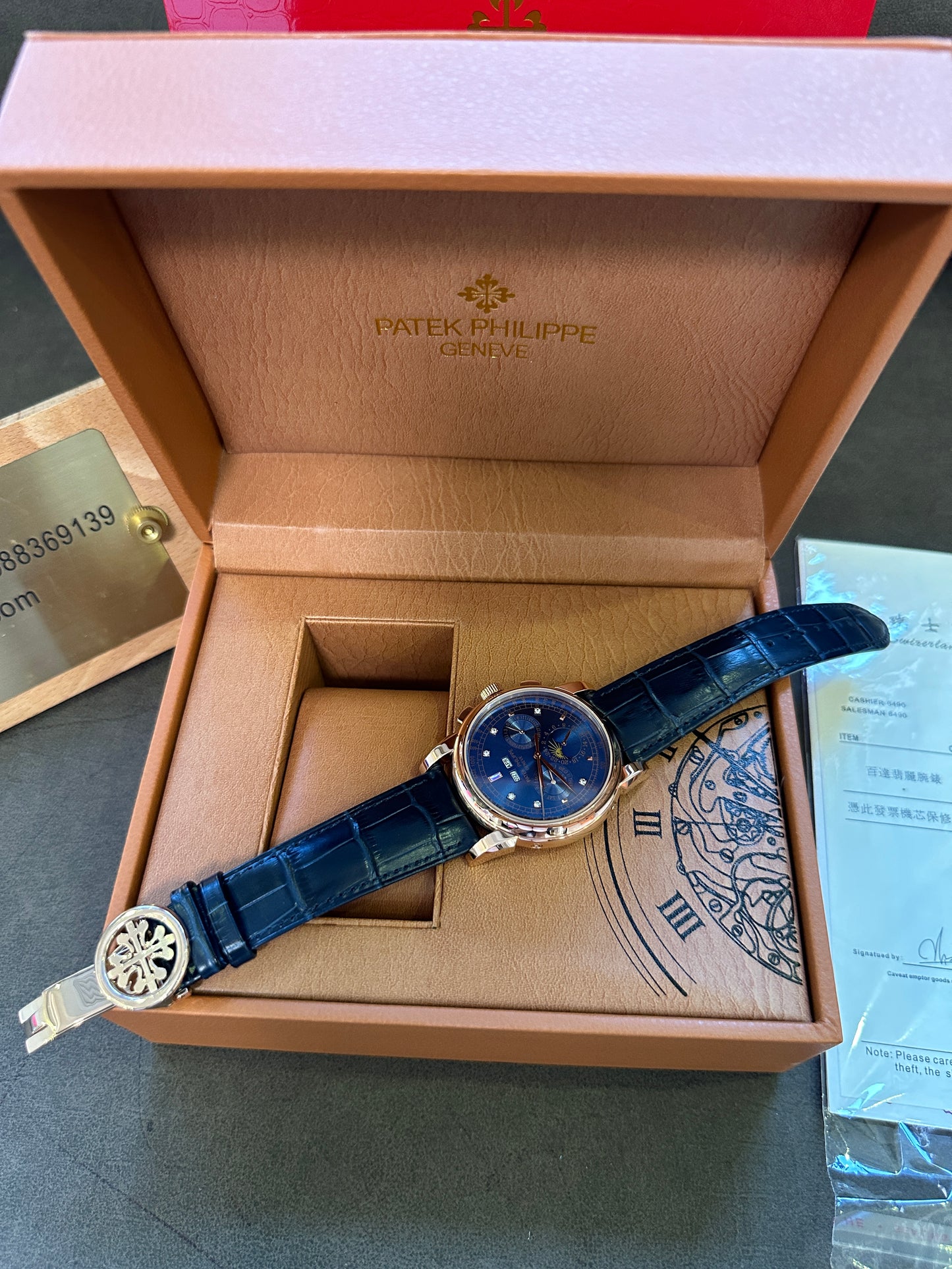 Patek Philippe Grand Complications Moonphase Chronograph 42mm Blue Dial Rose Gold Watch