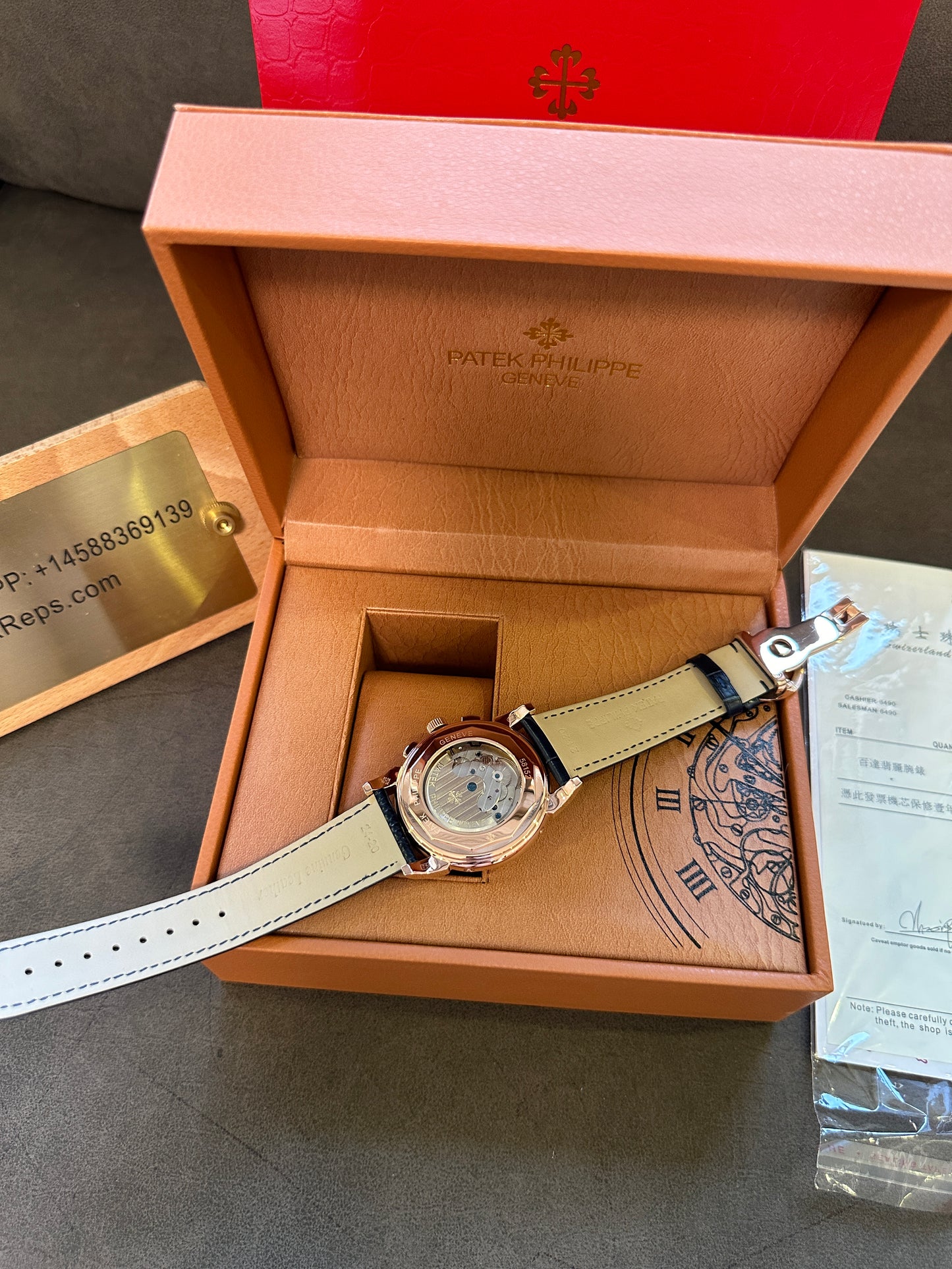 Patek Philippe Grand Complications Moonphase Chronograph 42mm Blue Dial Rose Gold Watch