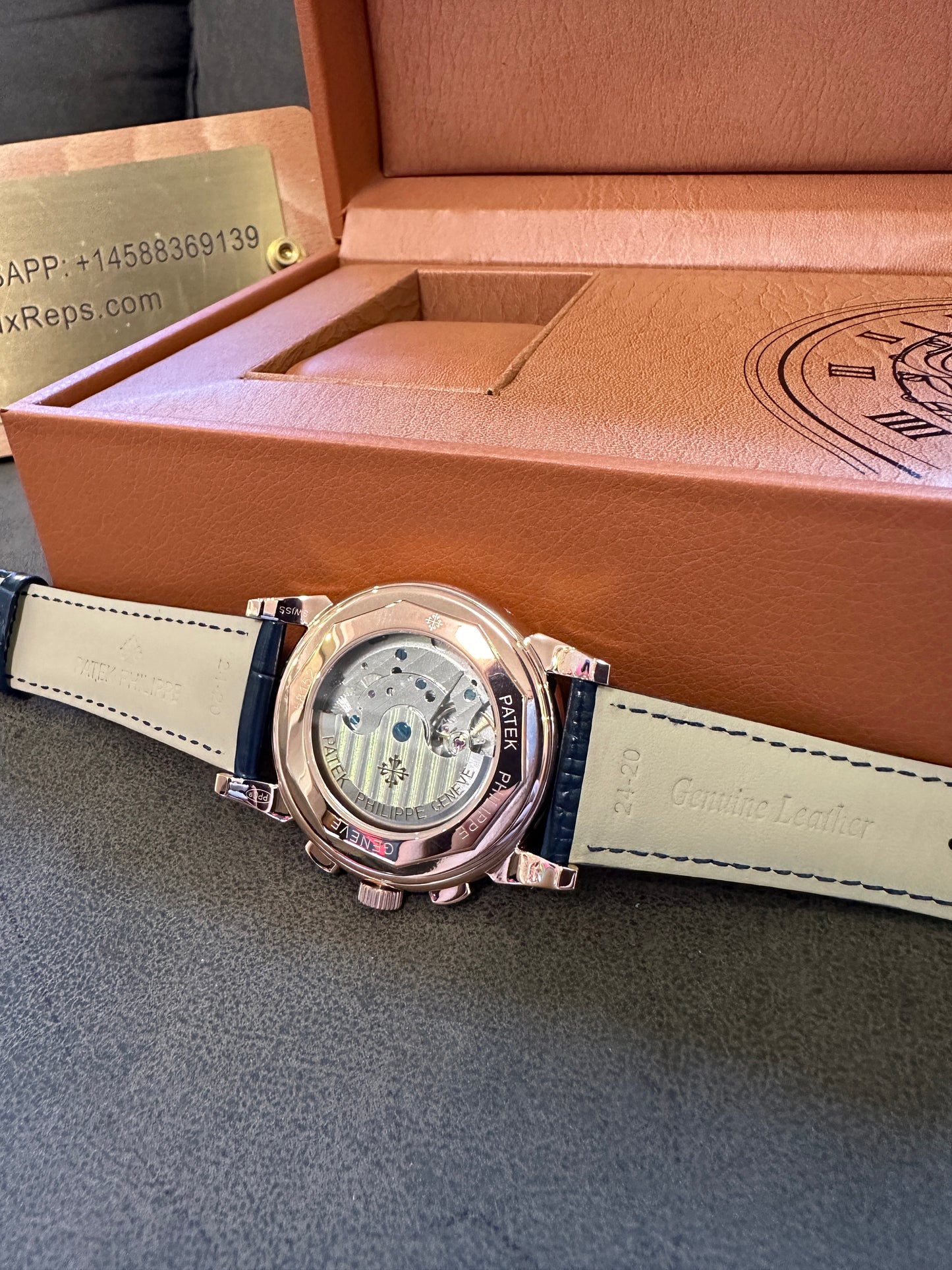 Patek Philippe Grand Complications Moonphase Chronograph 42mm Blue Dial Rose Gold Watch
