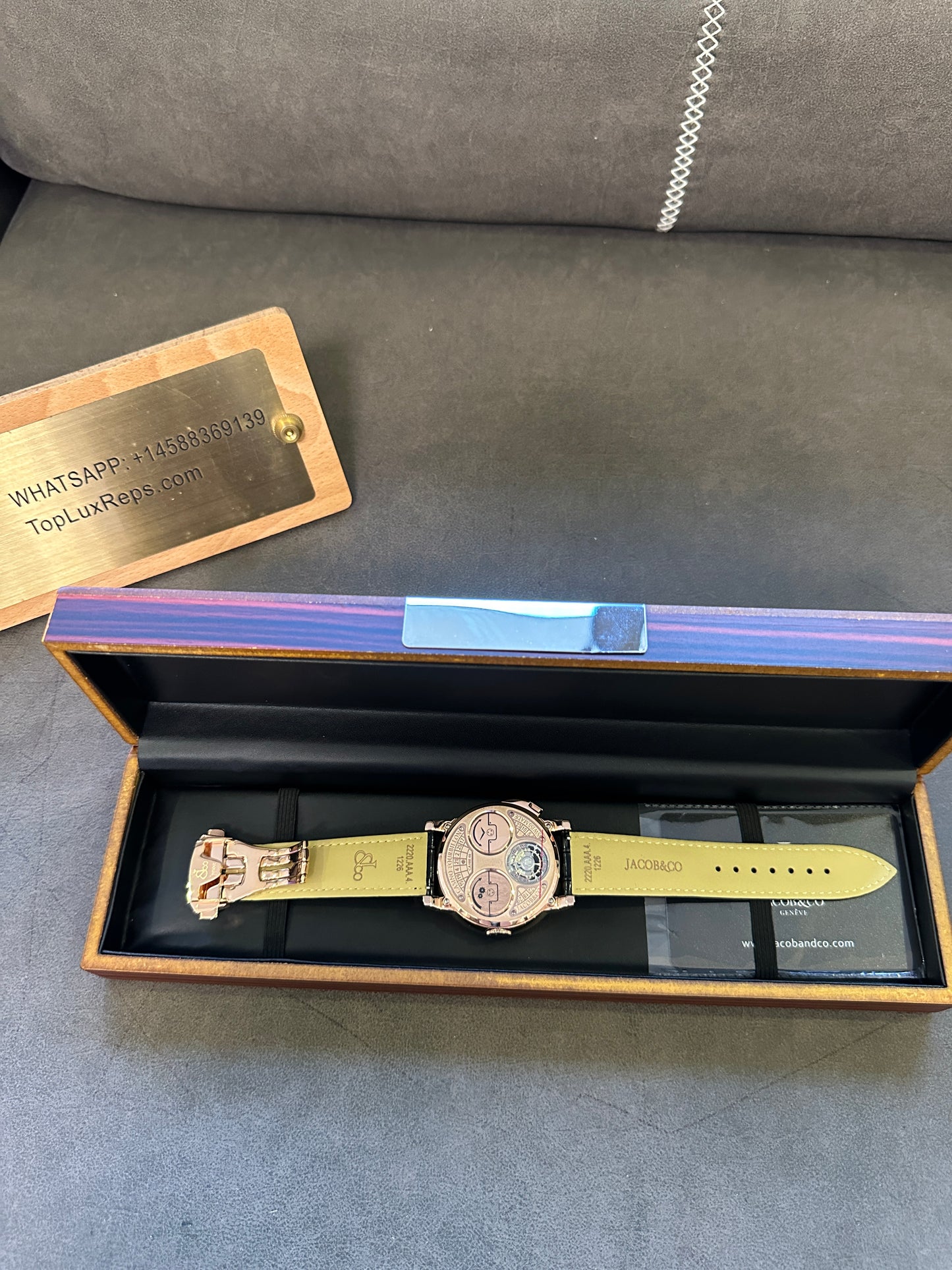 Jacob & Co. Casino Tourbillon Rose Gold Black Dial Automatic Watch