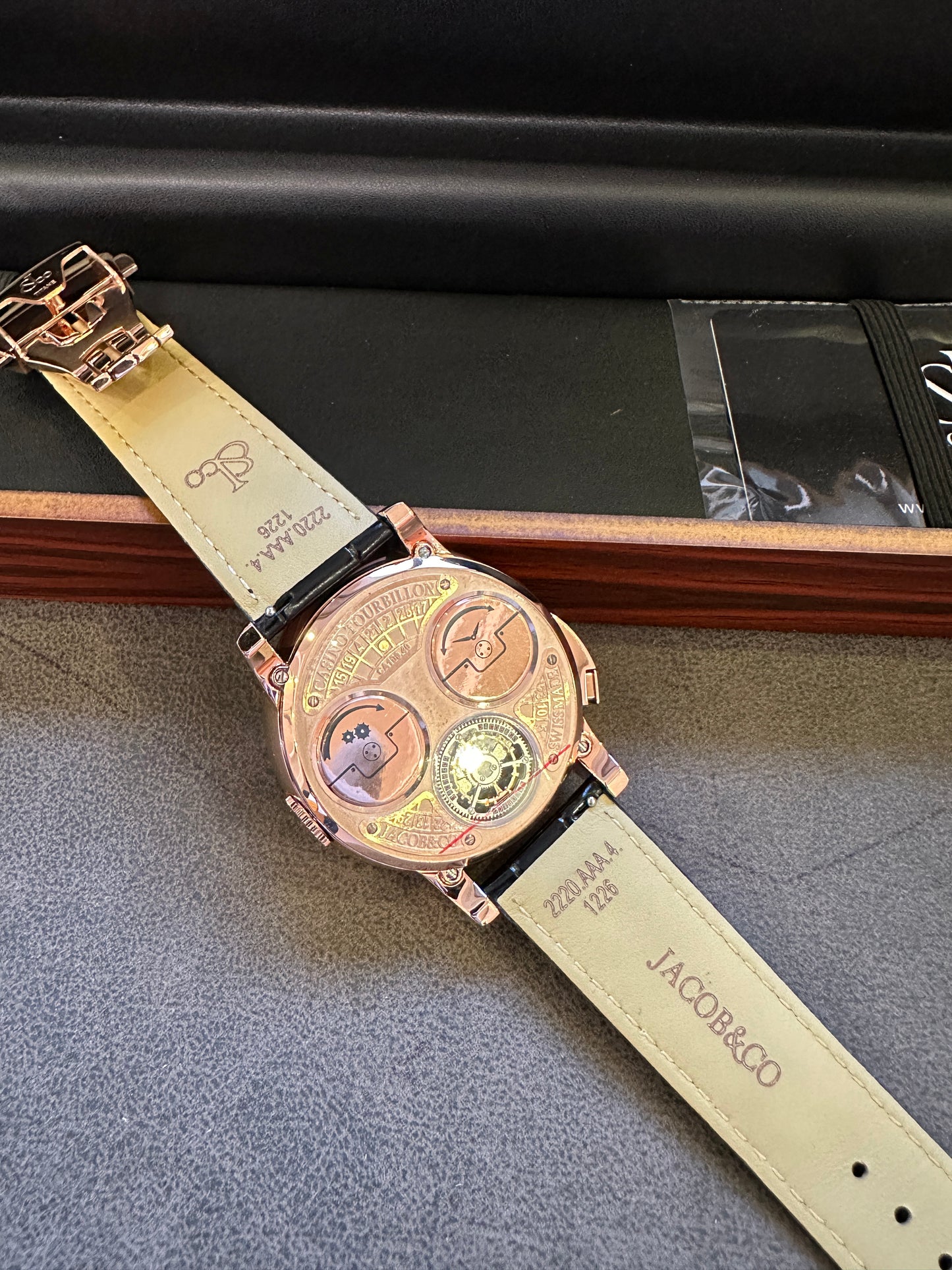 Jacob & Co. Casino Tourbillon Rose Gold Black Dial Automatic Watch