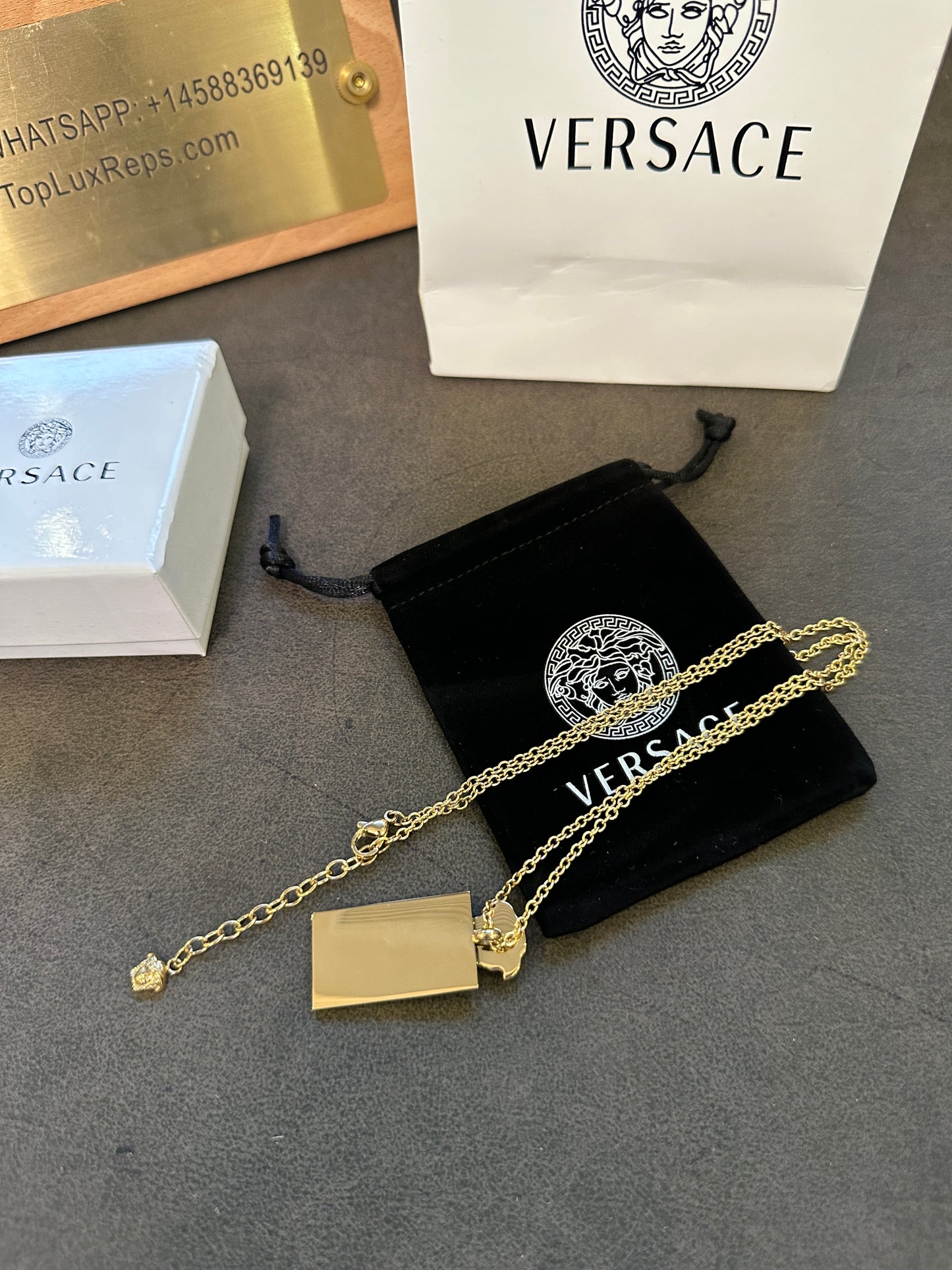 Versace Medusa Gold-Tone Pendant Necklace