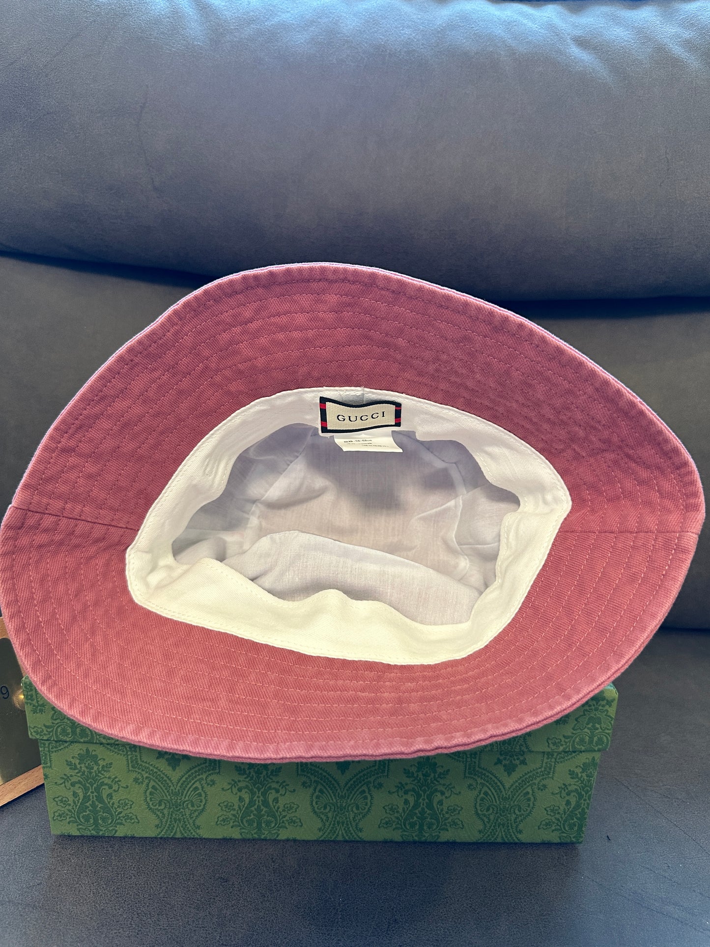 Gucci Pink Denim Bucket Hat with GG Logo Patch