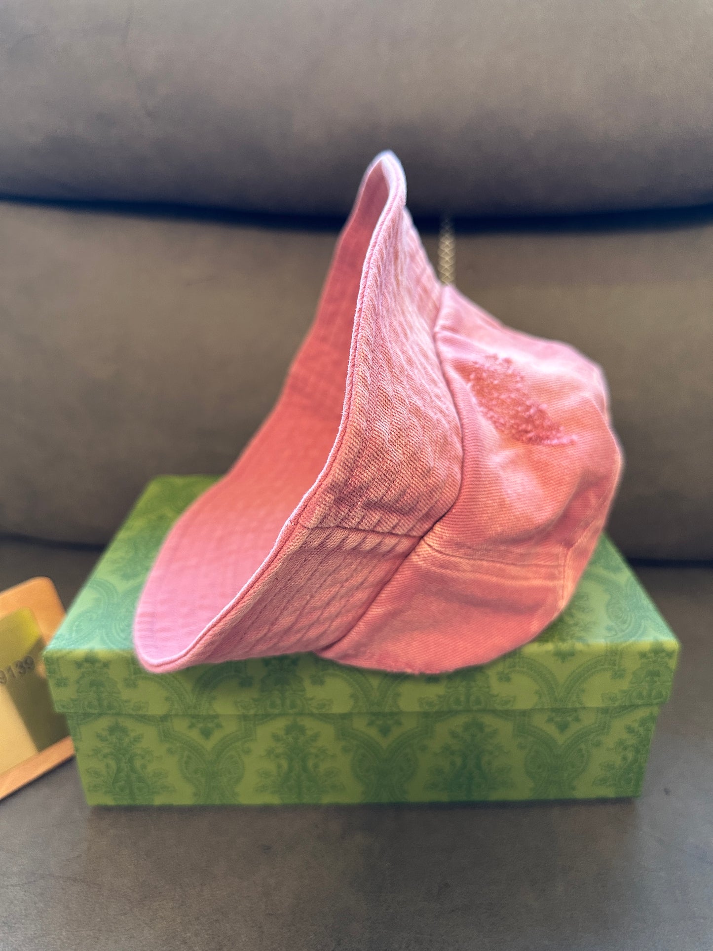 Gucci Pink Denim Bucket Hat with GG Logo Patch