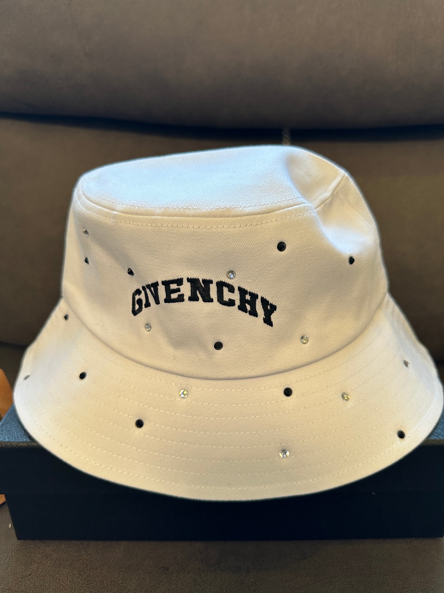 Givenchy White Bucket Hat with Embroidered Logo