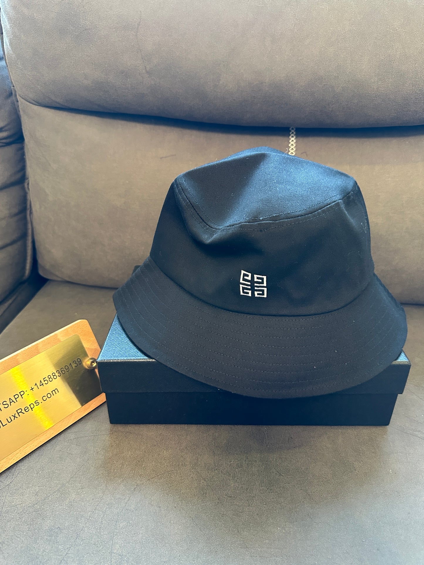 Givenchy Black Bucket Hat with Crystal Embellishments