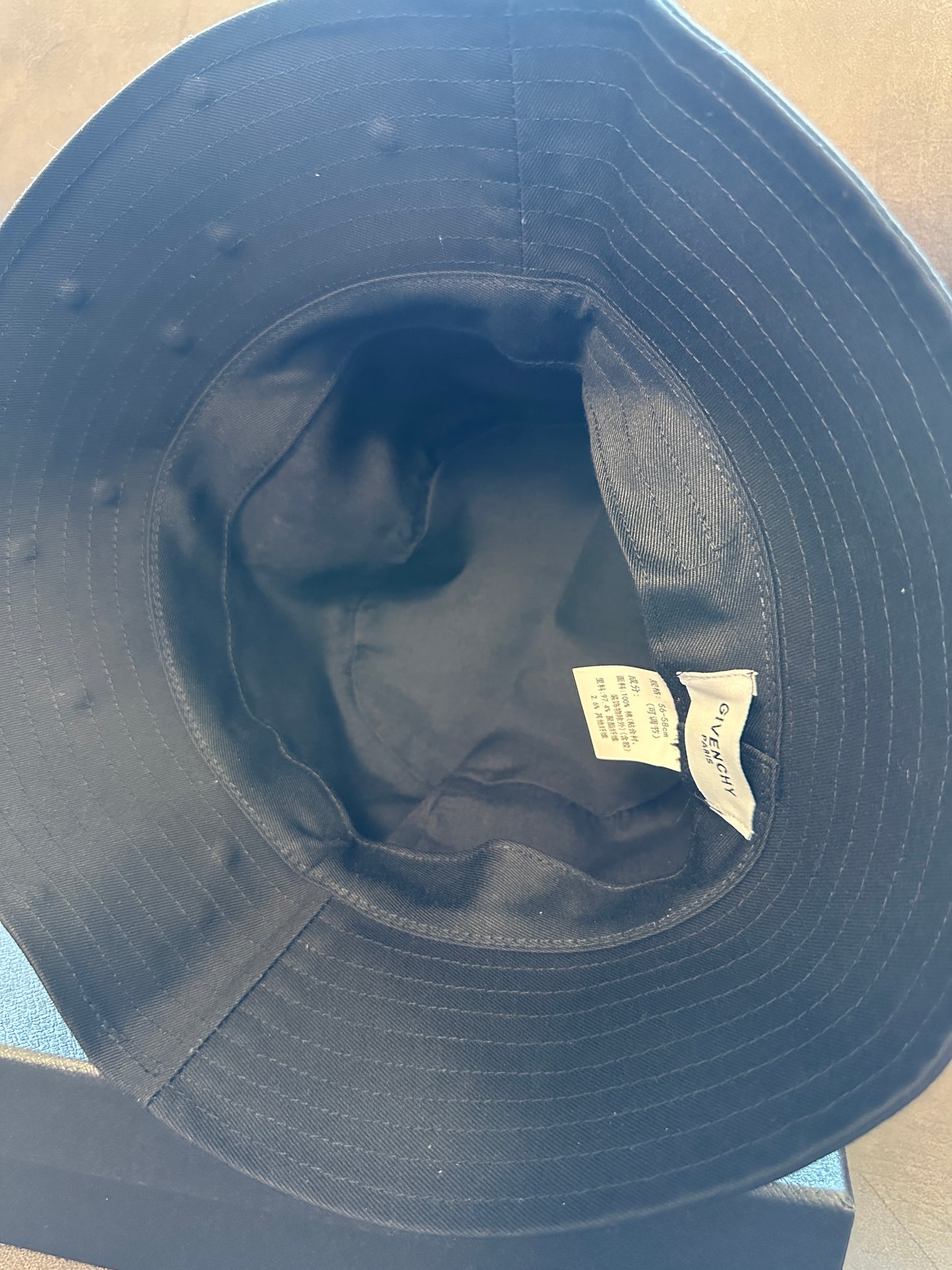 Givenchy Black Bucket Hat with Crystal Embellishments