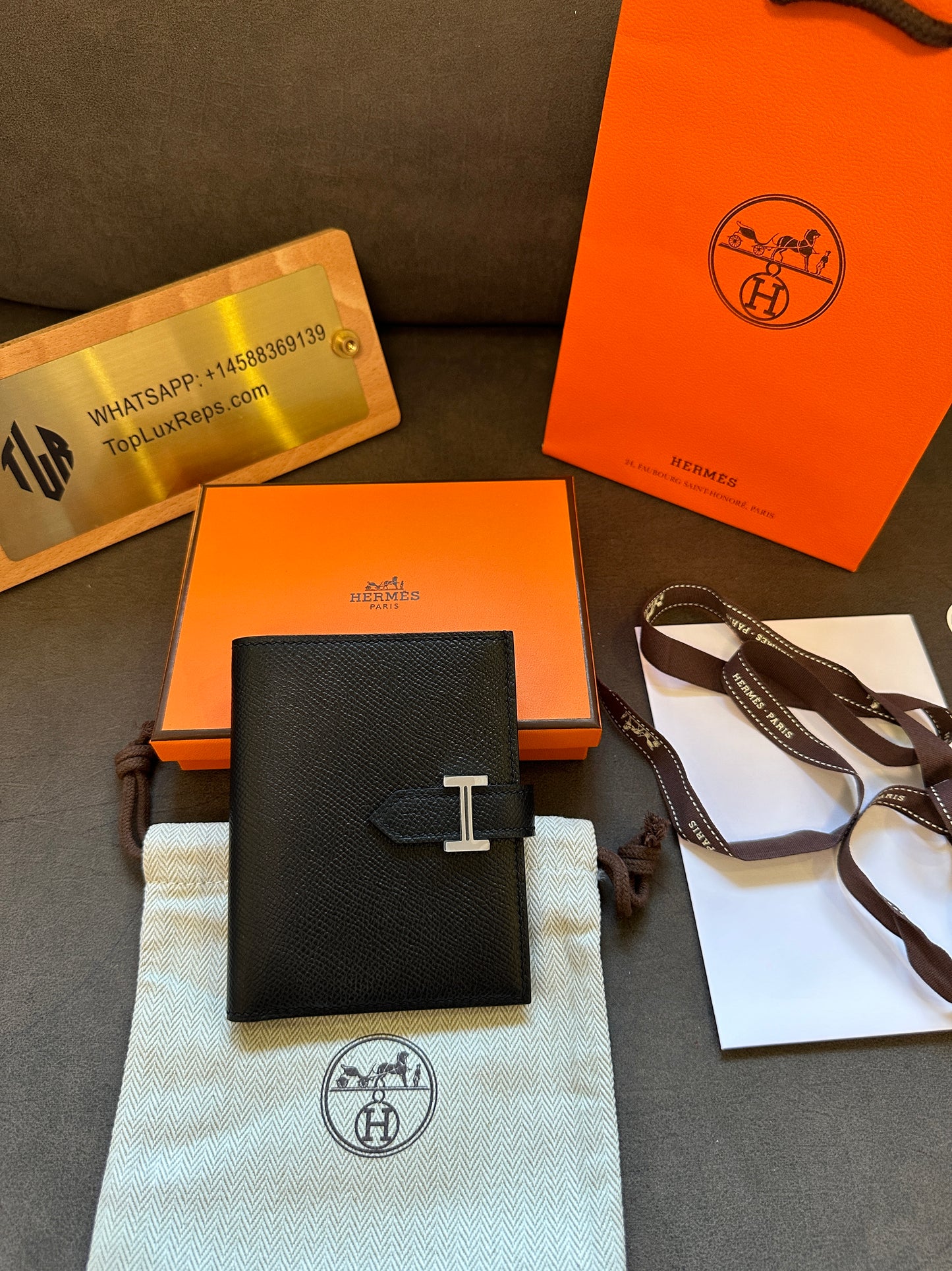 Hermès H Wallet in Black Epsom Leather with Palladium Hardware
