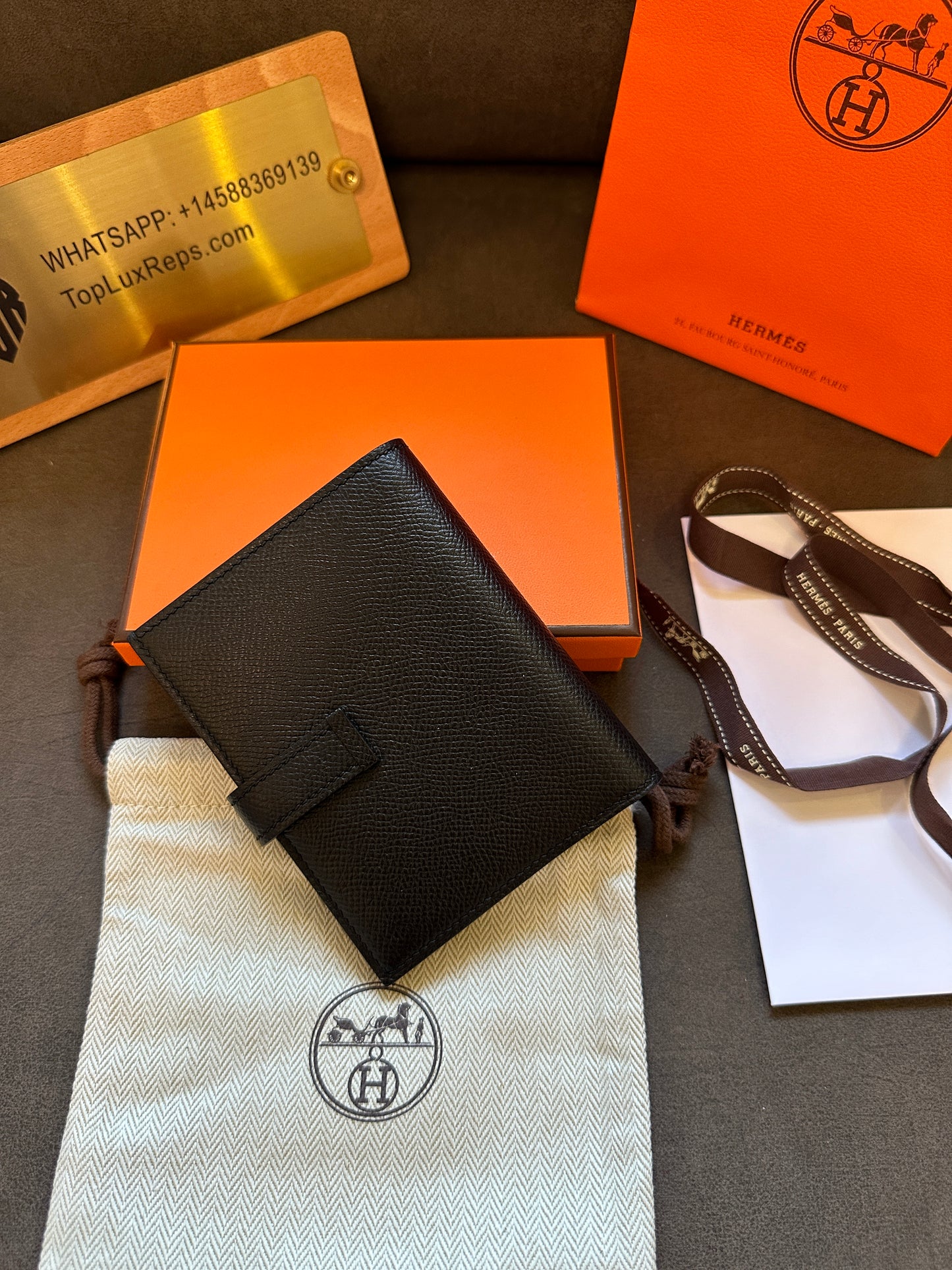 Hermès H Wallet in Black Epsom Leather with Palladium Hardware
