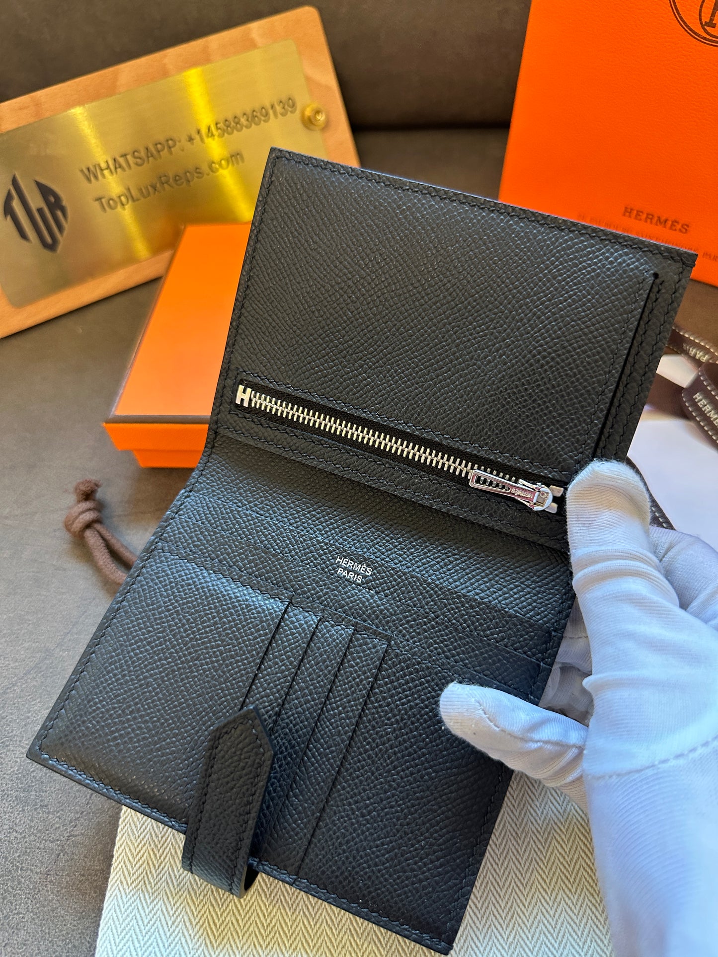 Hermès H Wallet in Black Epsom Leather with Palladium Hardware