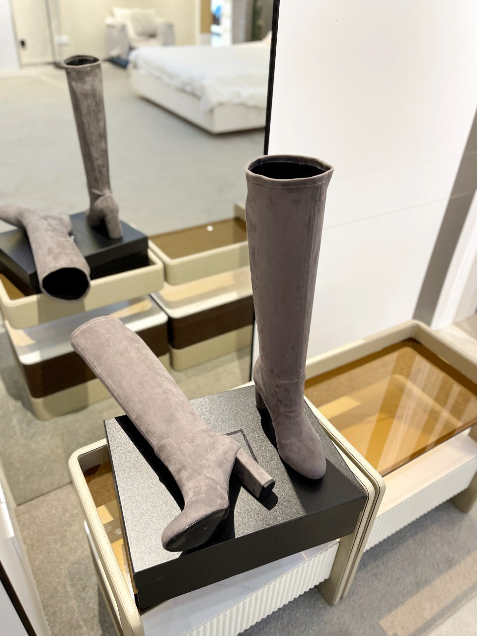 YSL High Suede Heel Boots