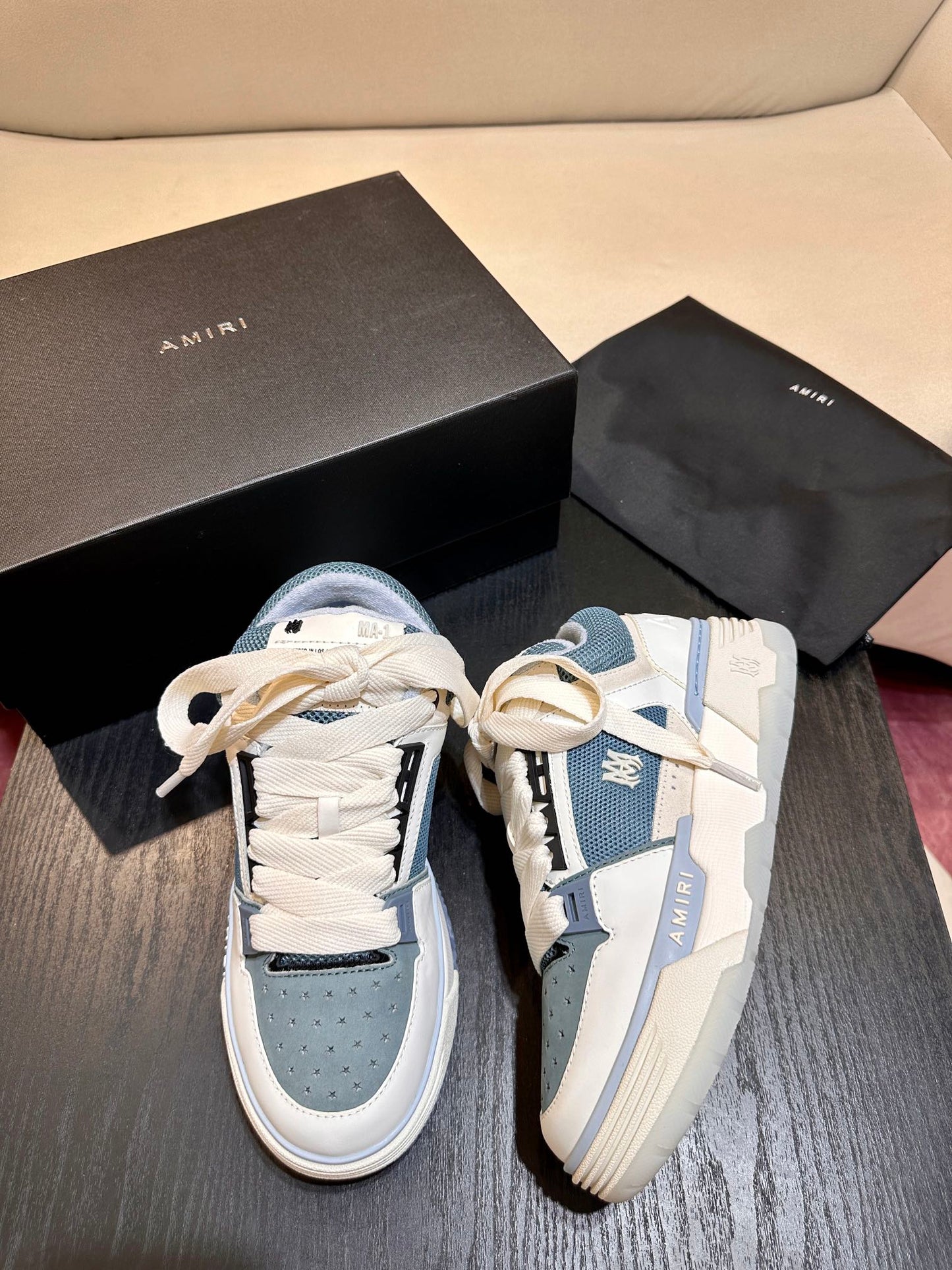 Men's Amiri Premium Leather Platform Mesh Shoes