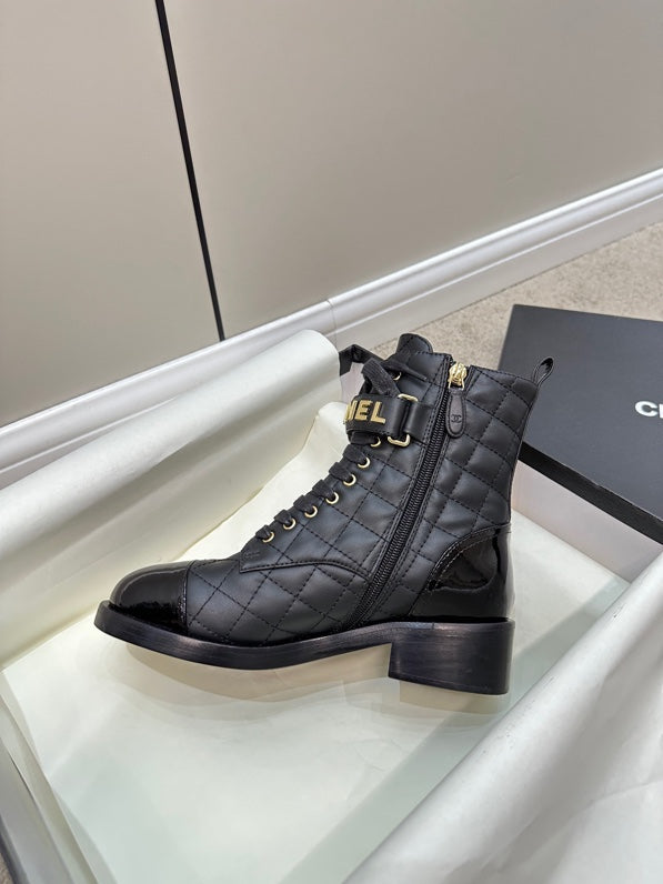 Chanel Lace Up Boots