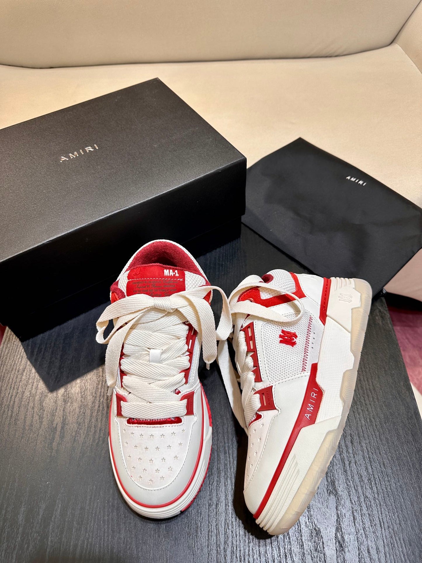 Men's Amiri Premium Leather Platform Mesh Shoes