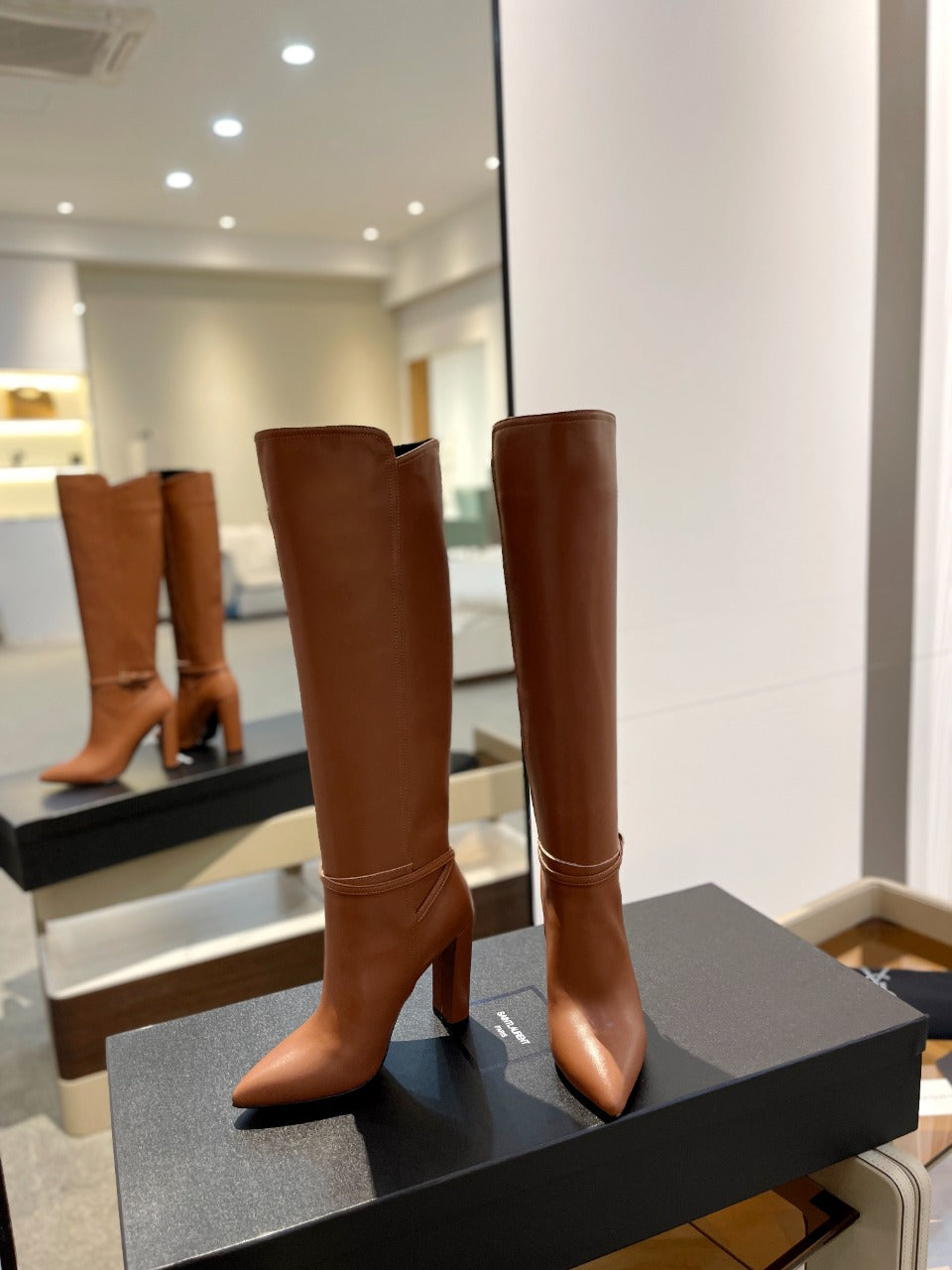 YSL High Leather Heel Boots