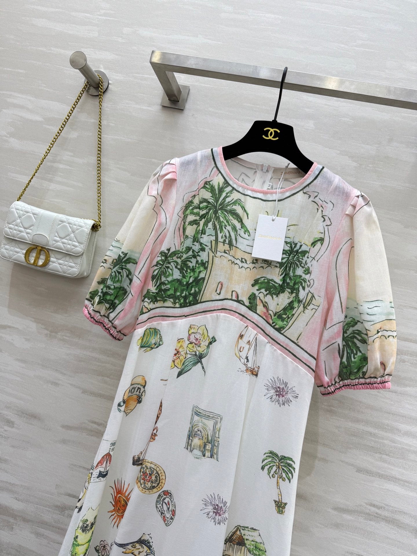 Robe midi en lin à imprimé panoramique pour femme Zimmermann