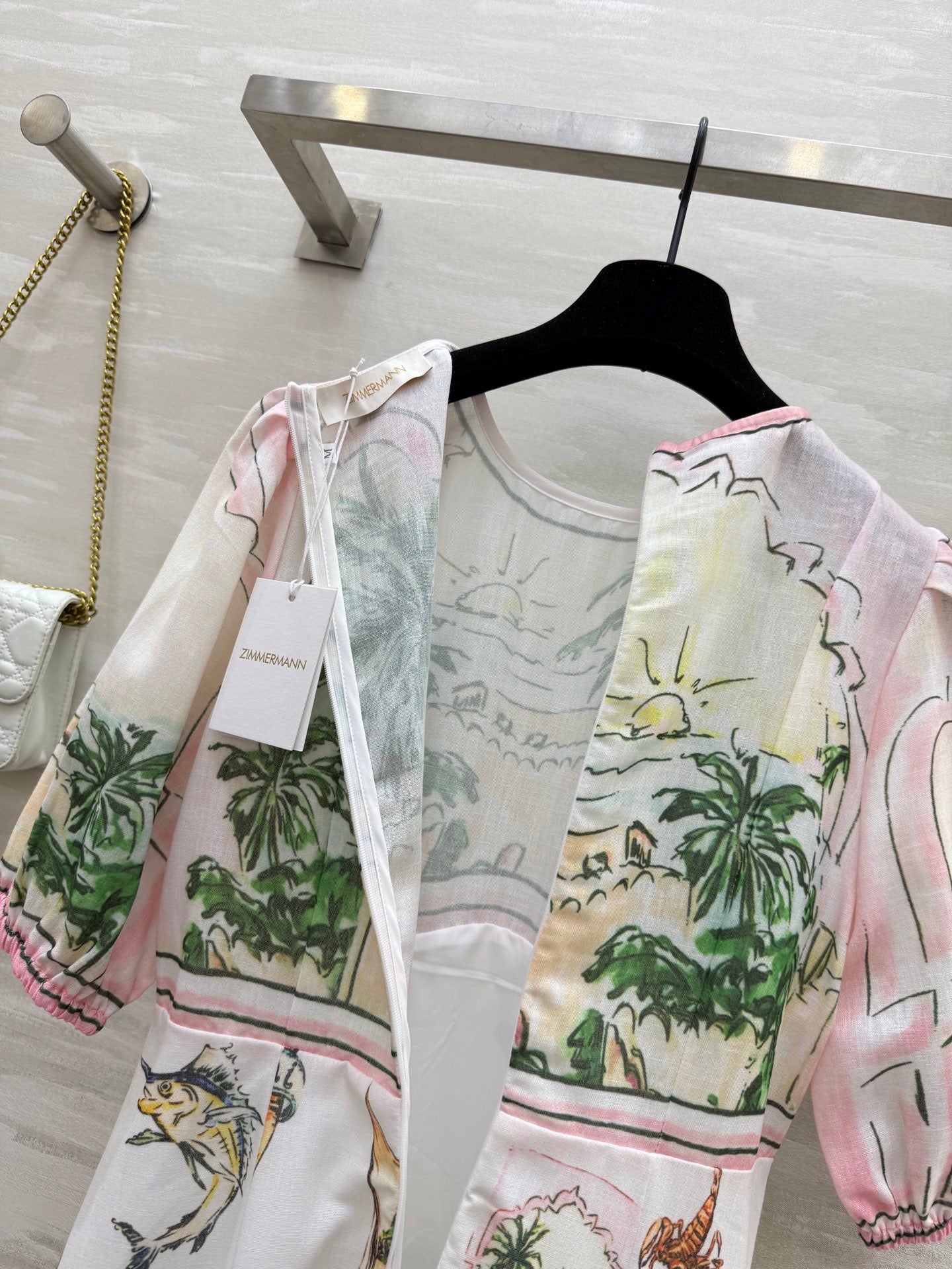 Robe midi en lin à imprimé panoramique pour femme Zimmermann