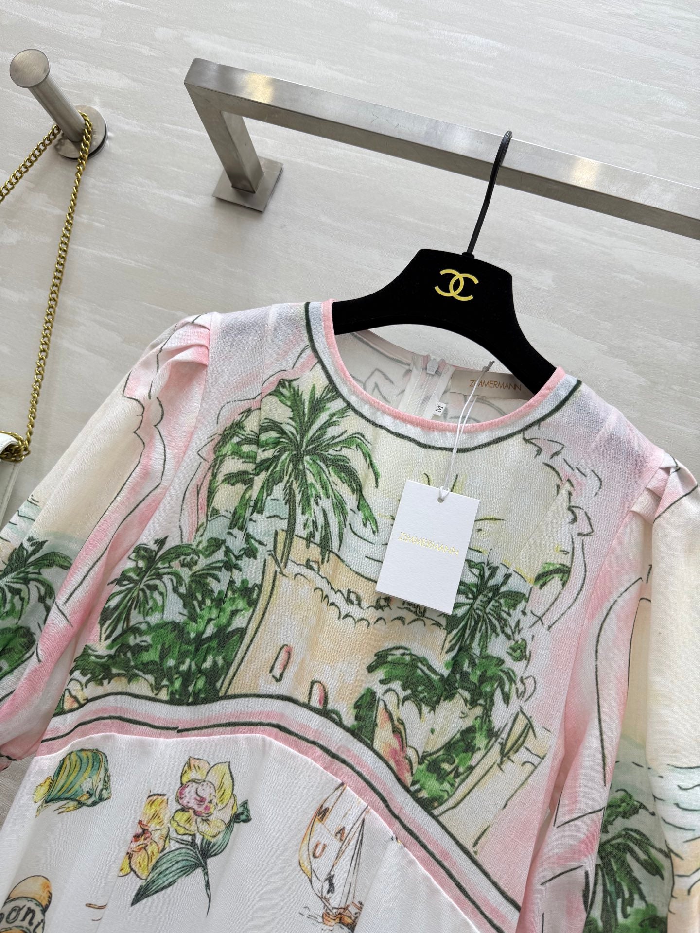 Robe midi en lin à imprimé panoramique pour femme Zimmermann