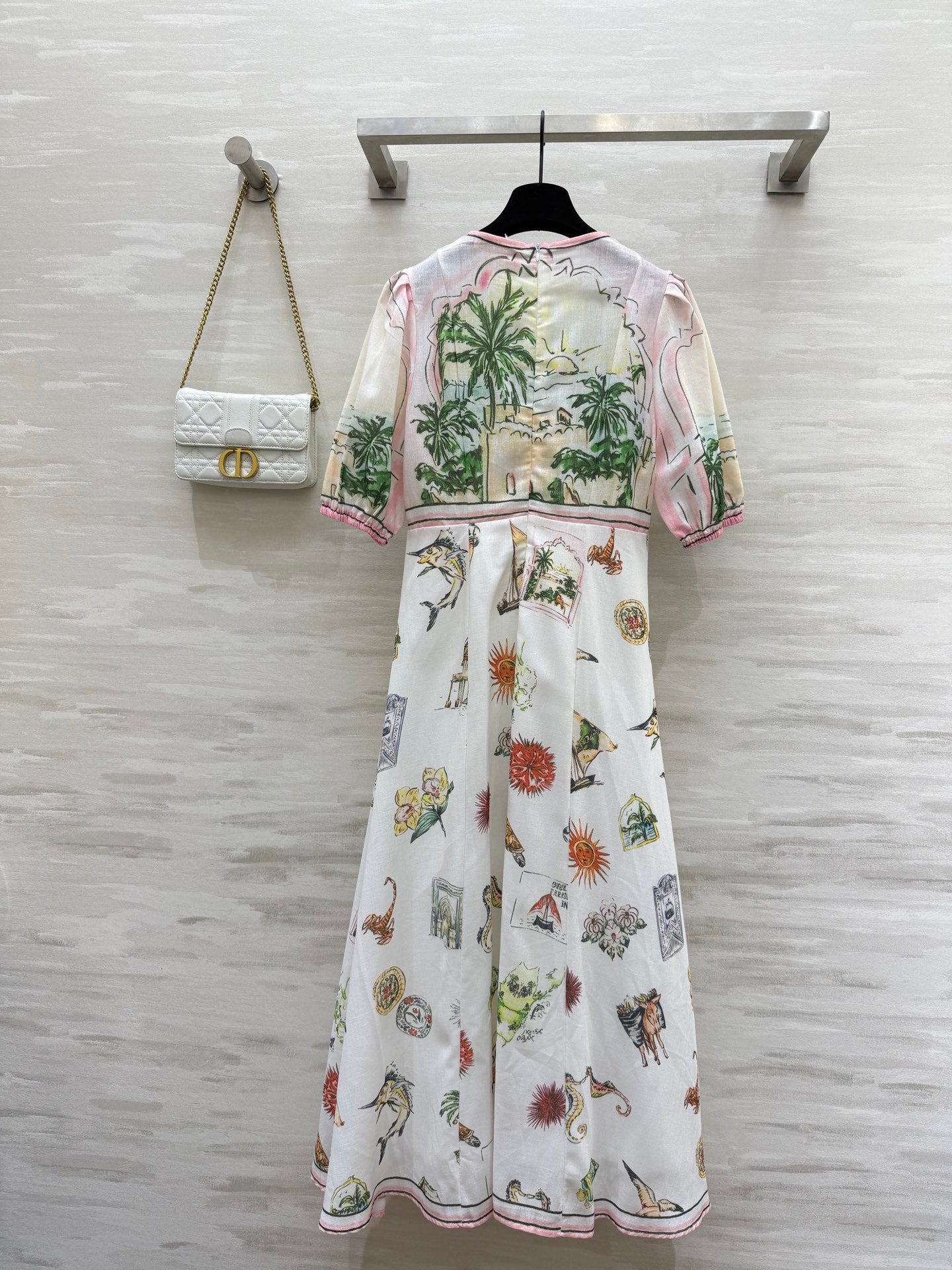 Robe midi en lin à imprimé panoramique pour femme Zimmermann