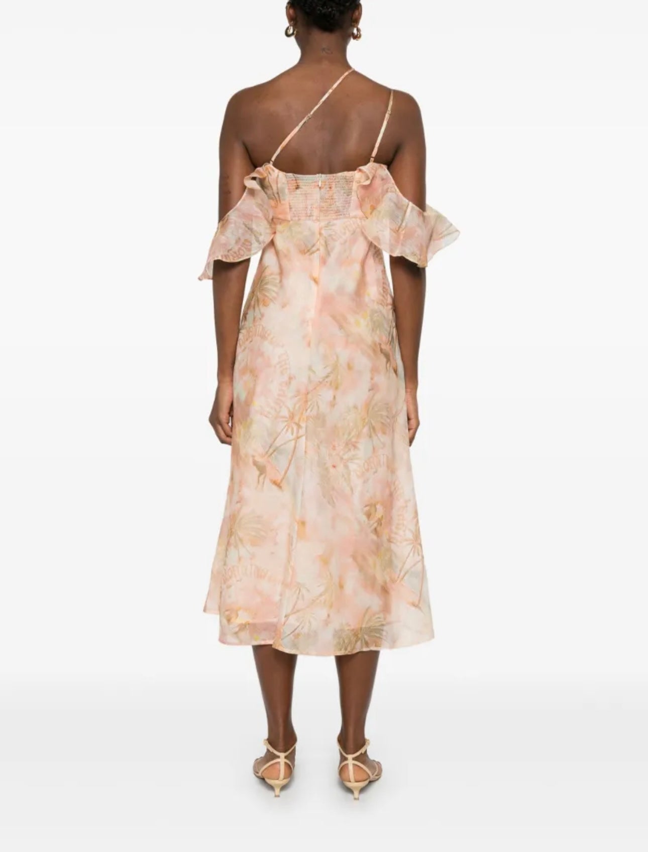 Robe mi-longue asymétrique à volants Zimmermann printemps 2025