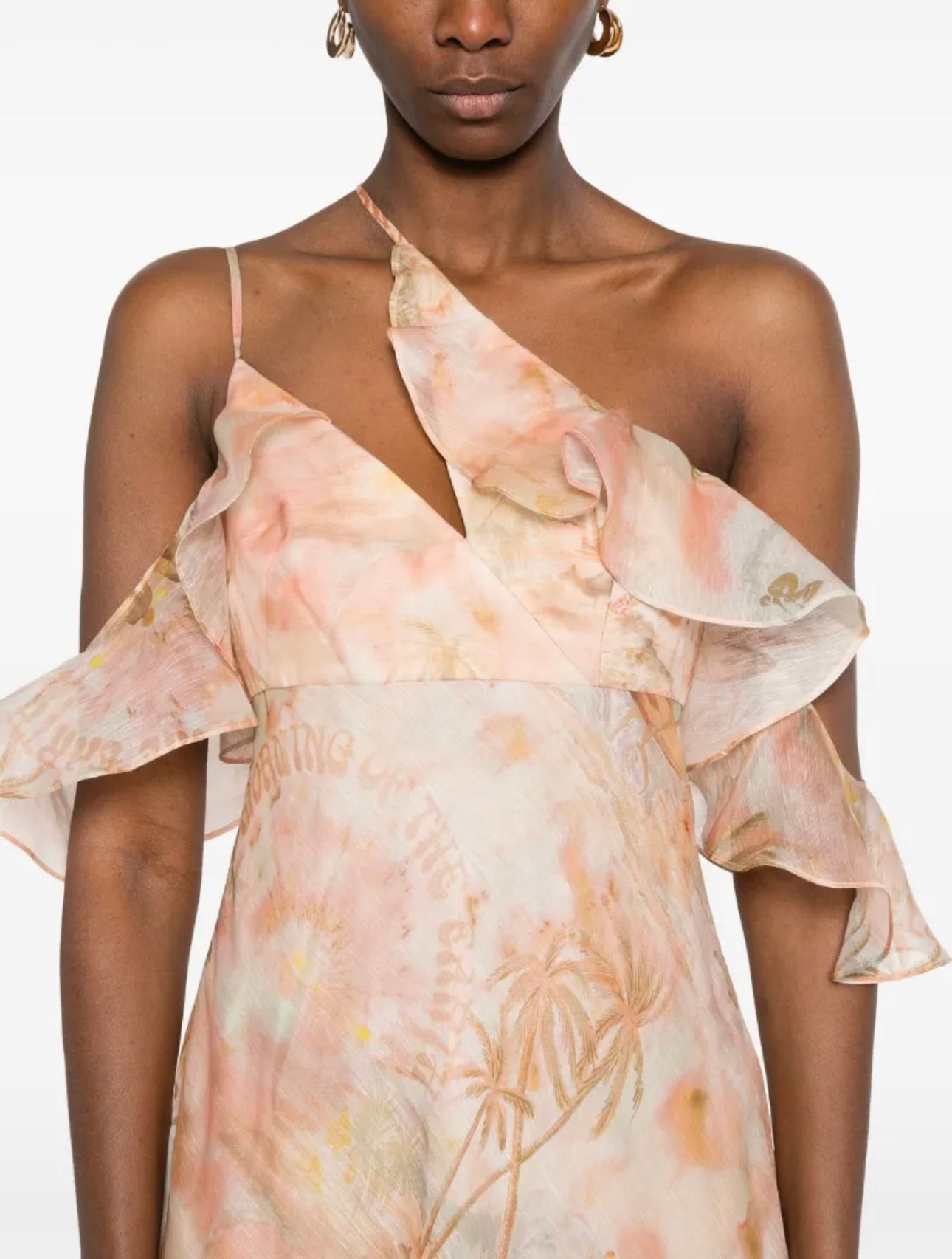 Robe mi-longue asymétrique à volants Zimmermann printemps 2025