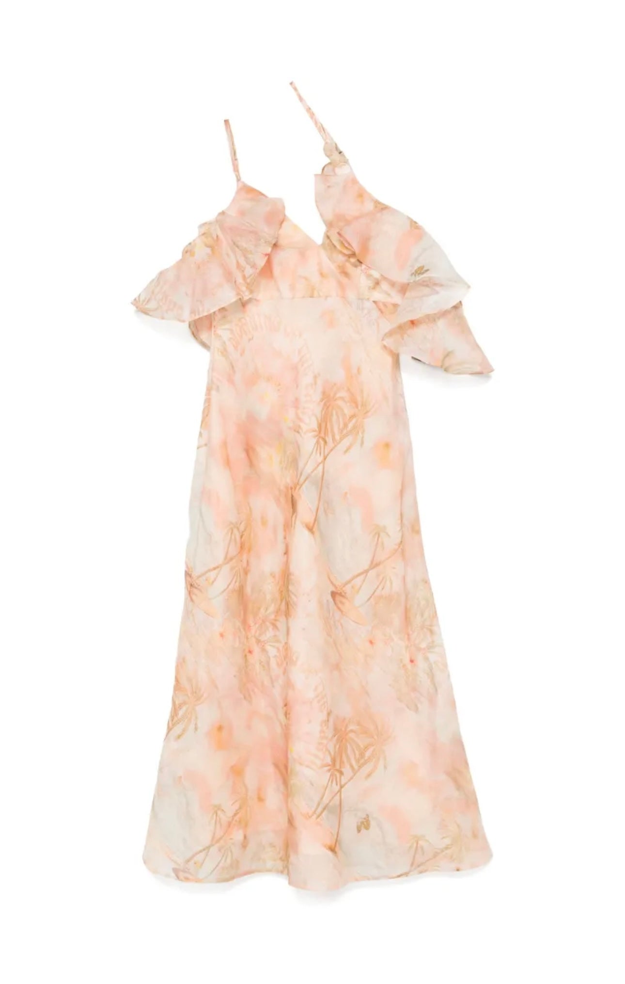 Robe mi-longue asymétrique à volants Zimmermann printemps 2025