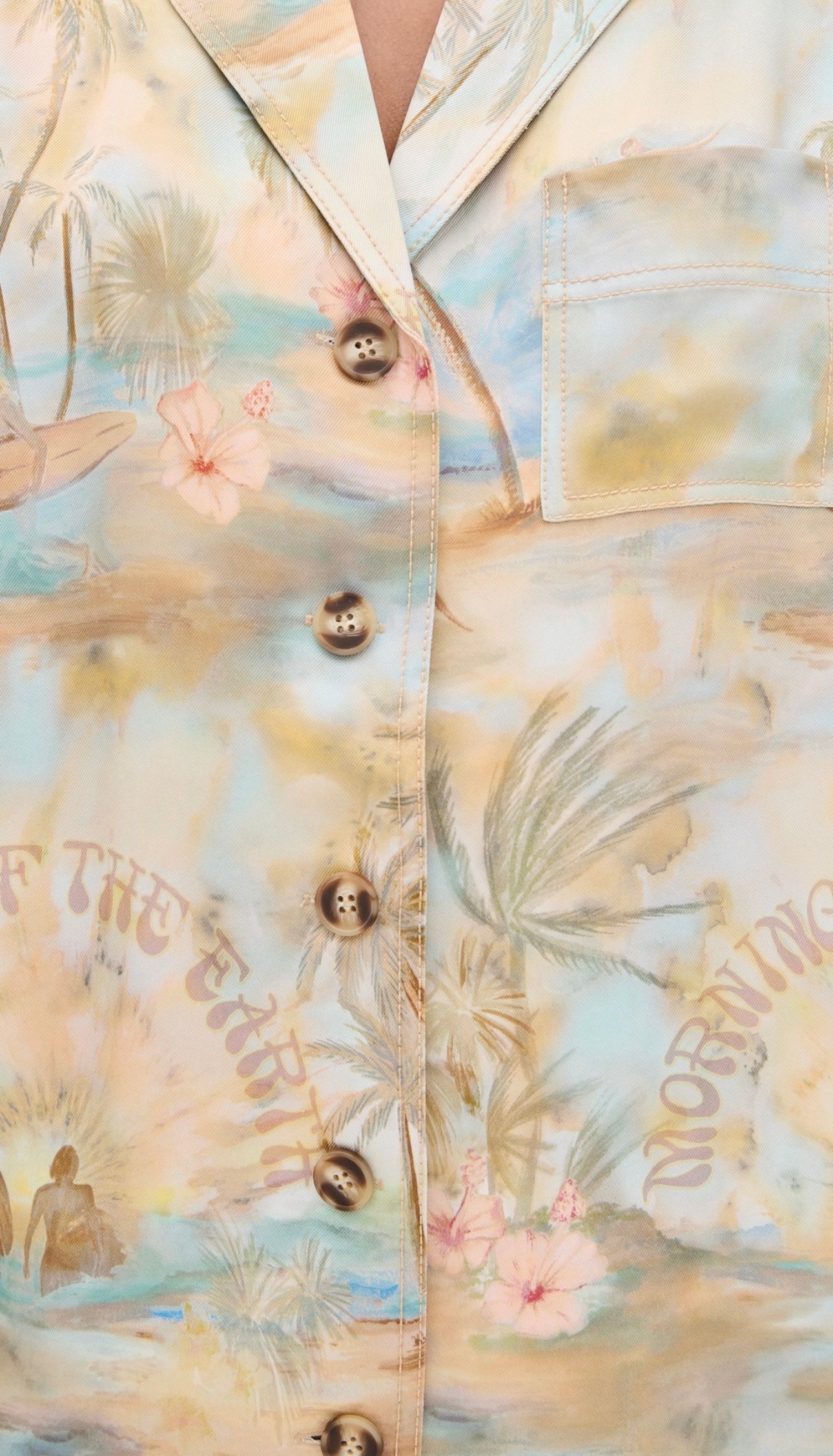 Chemise de camp Zimmermann « ILLUMINATE » à imprimé panoramique goyave – Printemps/Été 2025