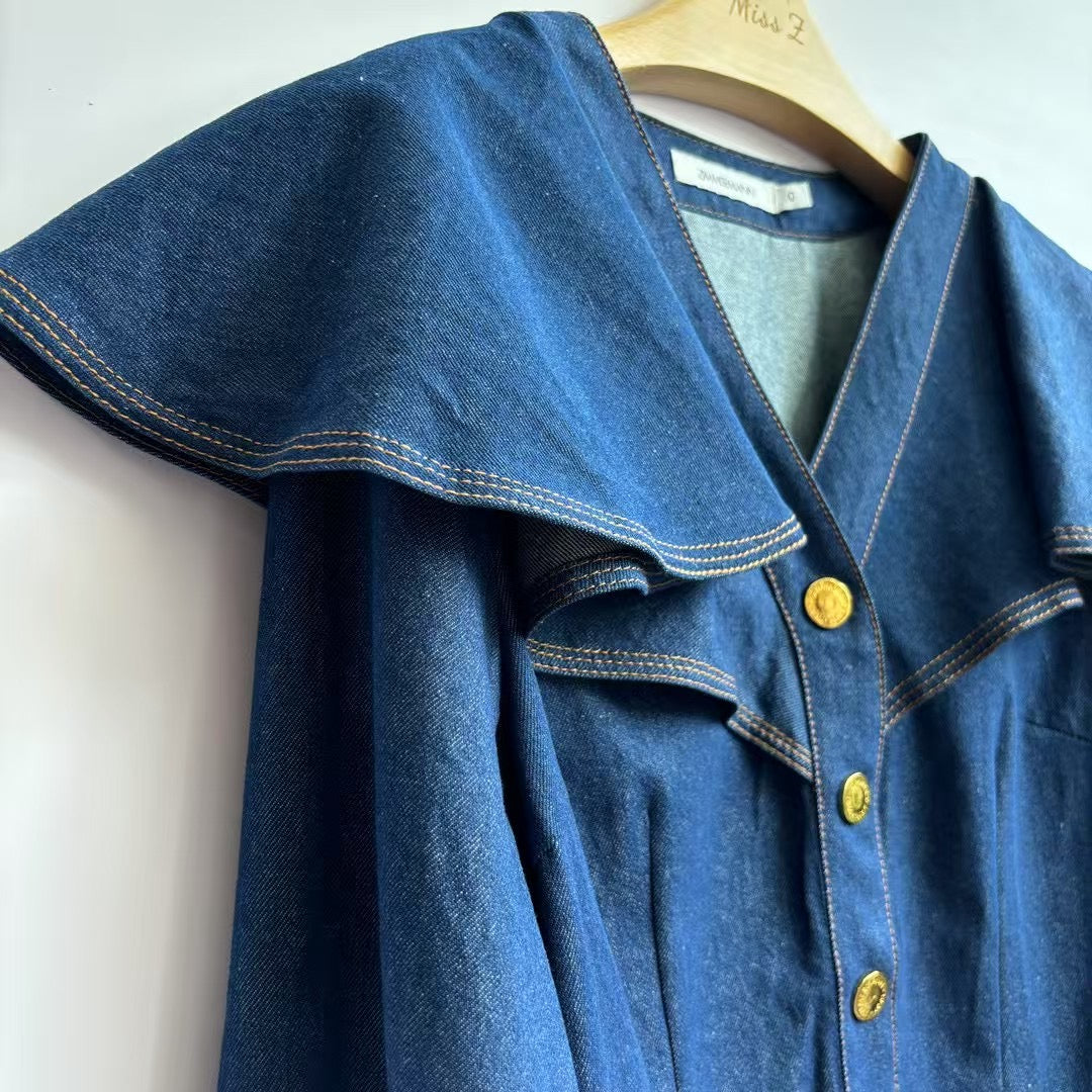 Chemise à volants en denim Zimmermann Illuminate 2025 – Coton turc de qualité supérieure