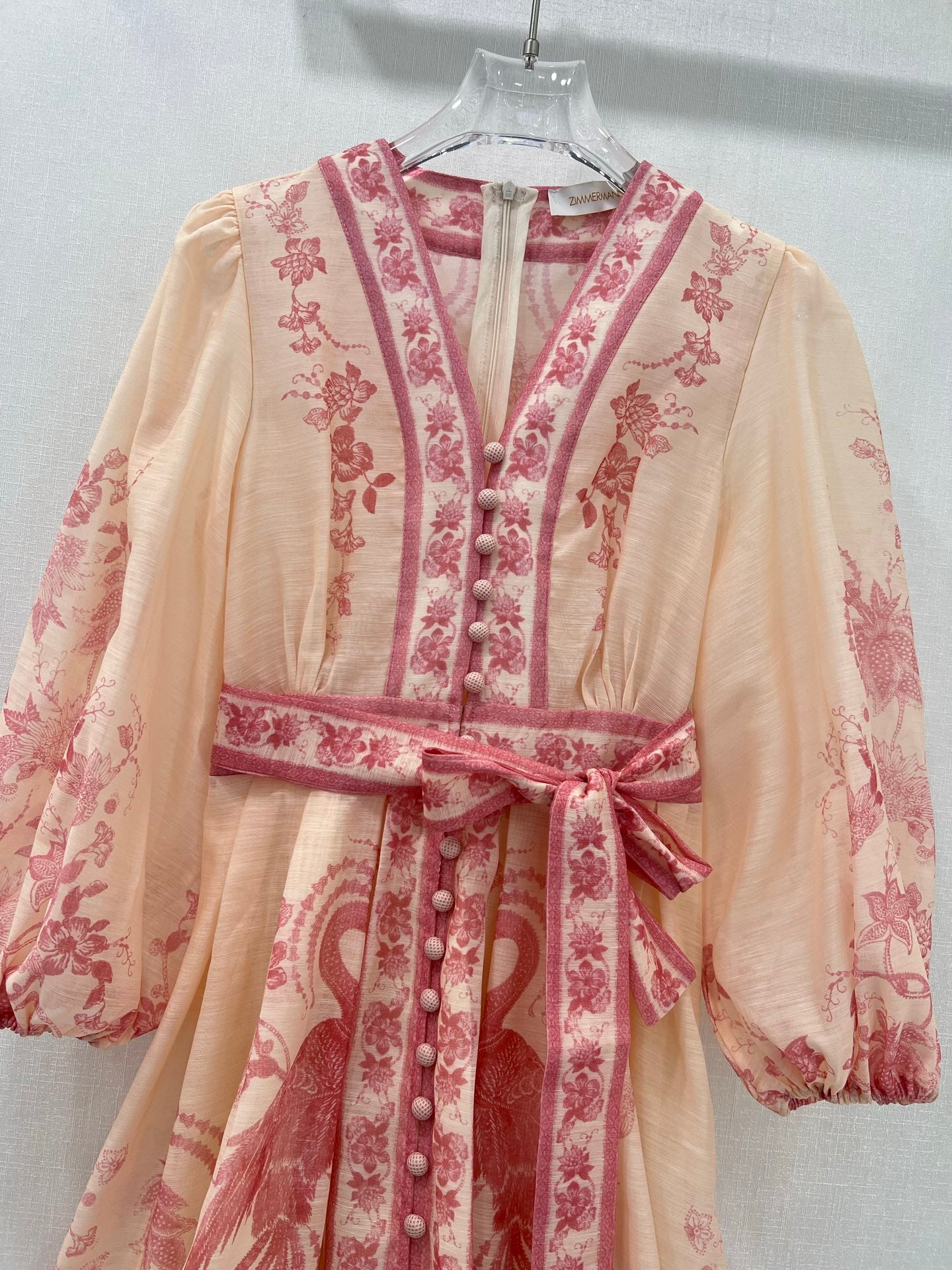 Robe courte à manches bouffantes et ceinture fleurie Zimmermann 2025