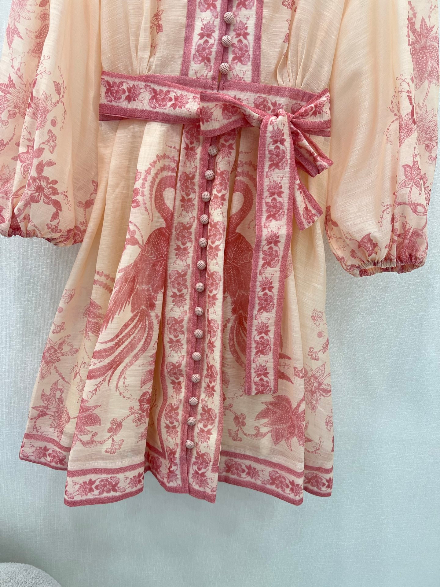 Robe courte à manches bouffantes et ceinture fleurie Zimmermann 2025