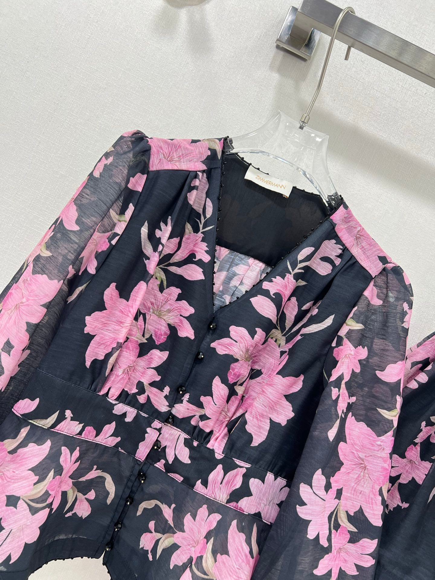 Zimmermann 2025 Explorer Floral Blouse and Black High-Waisted Skirt Set