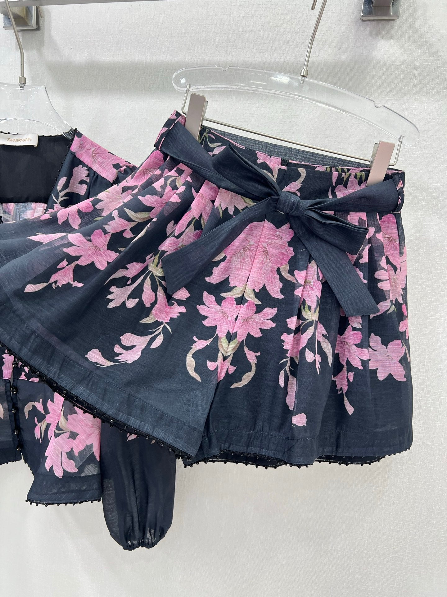 Zimmermann 2025 Explorer Floral Blouse and Black High-Waisted Skirt Set