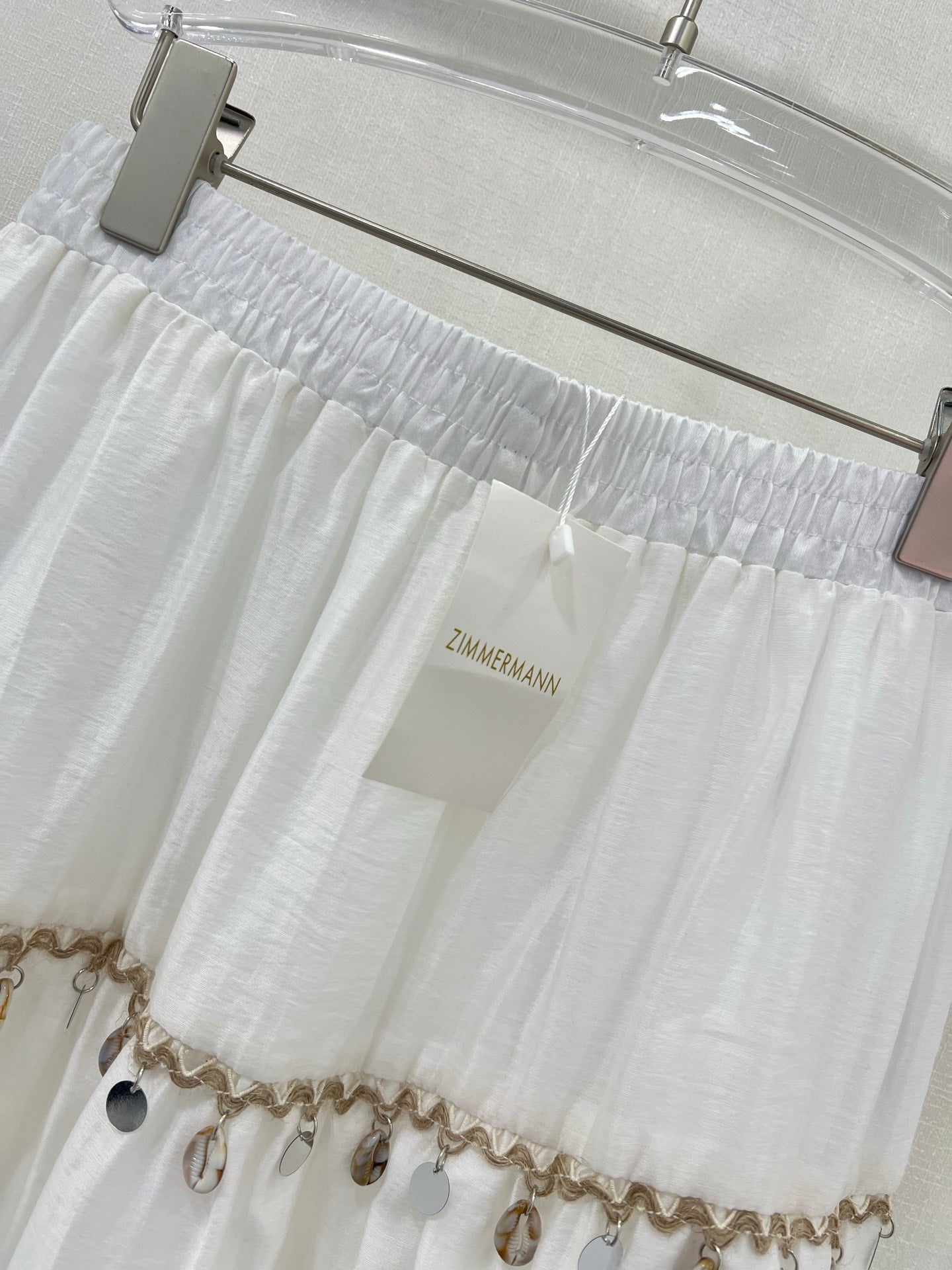 Jupe midi blanche taille haute à bordure coquillage Zimmermann 2025