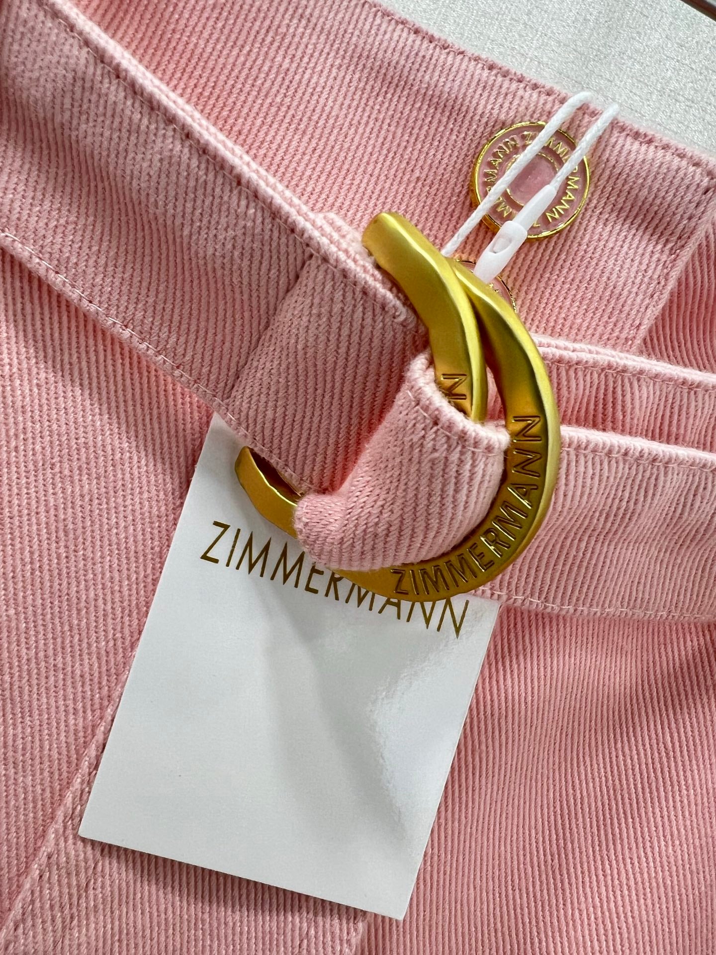 Jupe boutonnée taille haute en denim rose Zimmermann 2025