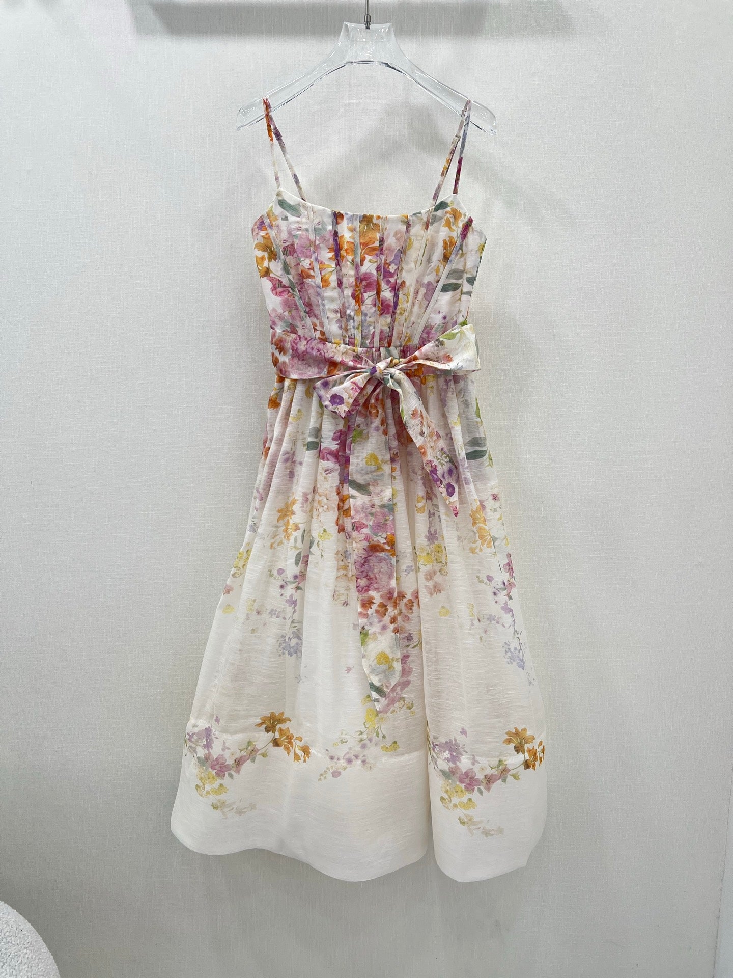 Robe midi en lin à fleurs et nœud papillon Zimmermann 2025