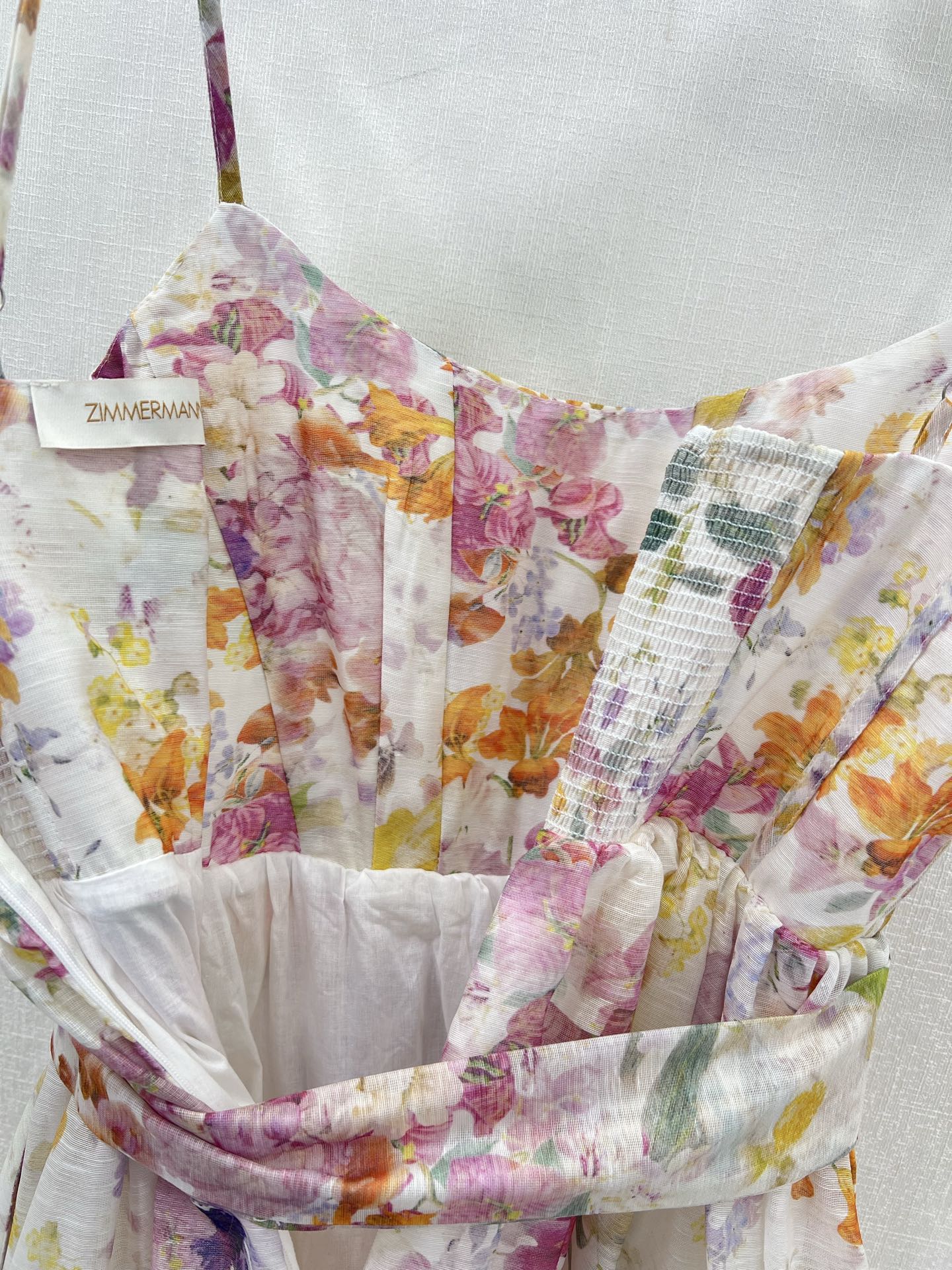 Robe midi en lin à fleurs et nœud papillon Zimmermann 2025
