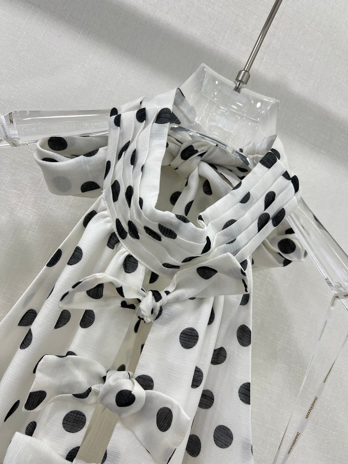Zimmermann 2025 Polka Dot Halter Linen Midi Dress with Bow Detail