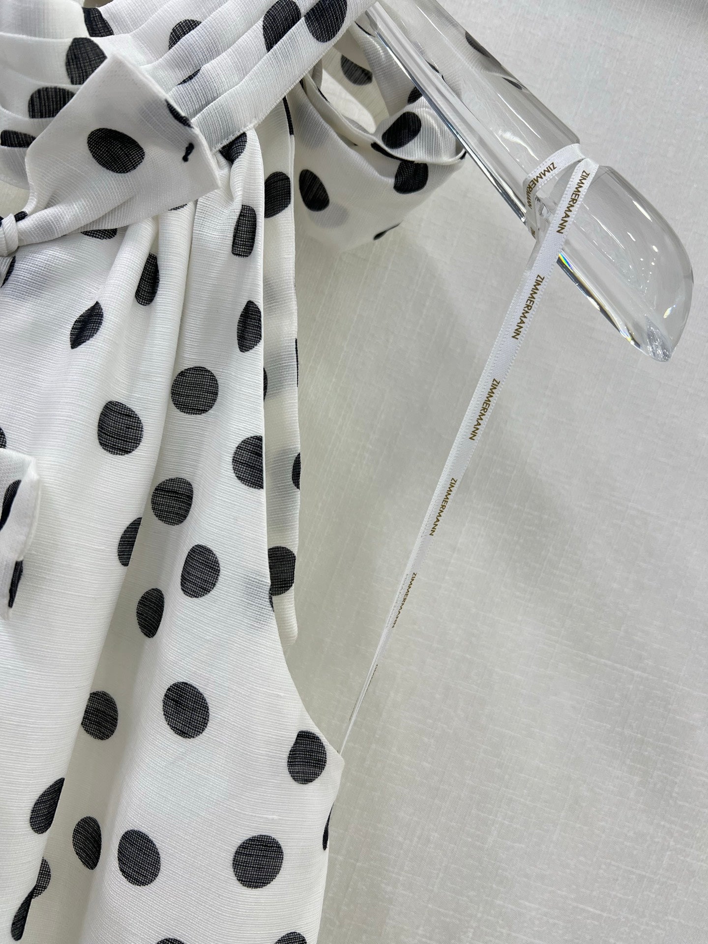 Zimmermann 2025 Polka Dot Halter Linen Midi Dress with Bow Detail