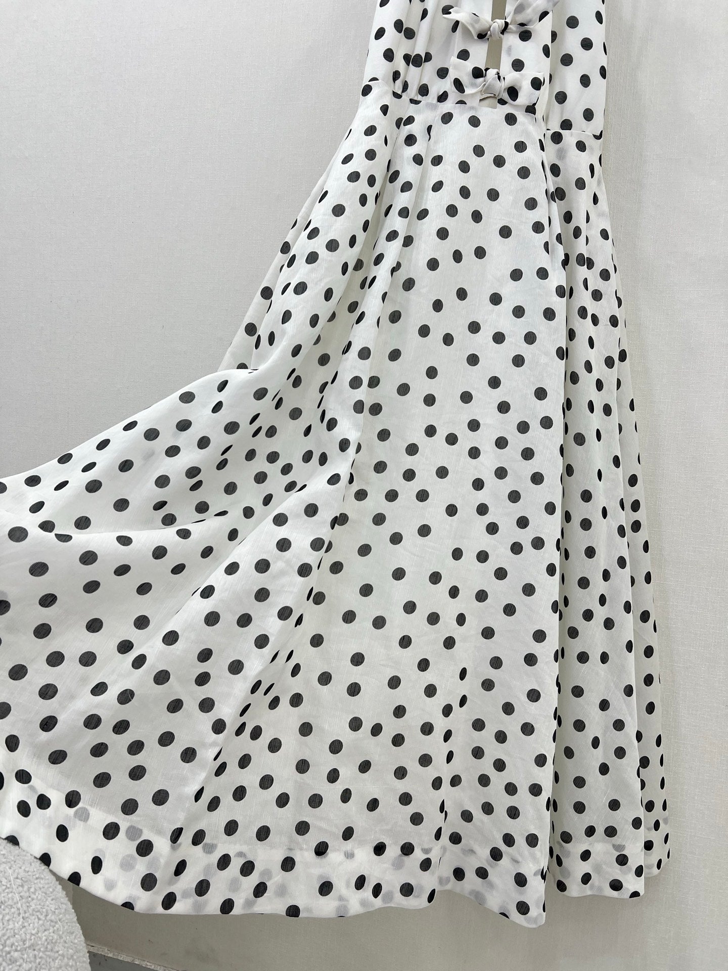 Zimmermann 2025 Polka Dot Halter Linen Midi Dress with Bow Detail