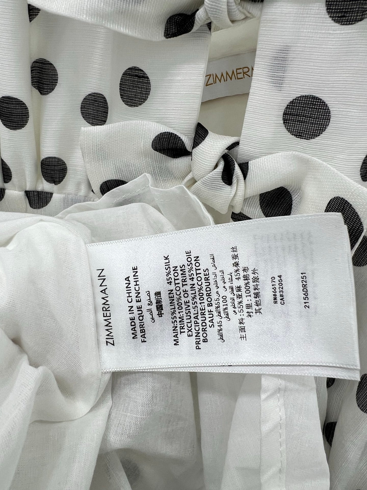 Zimmermann 2025 Polka Dot Halter Linen Midi Dress with Bow Detail