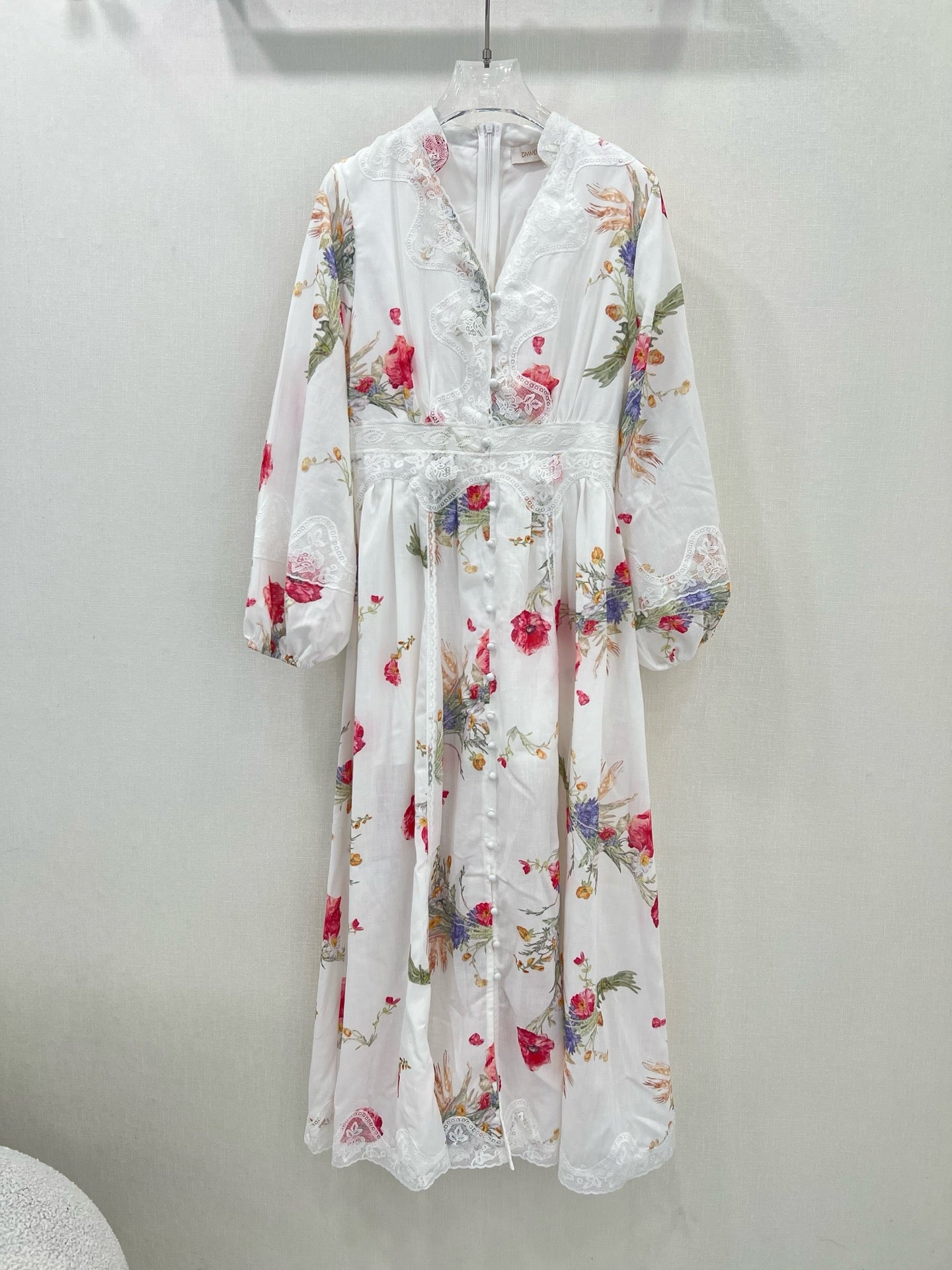 Robe midi à manches bouffantes et broderie florale Zimmermann 2025