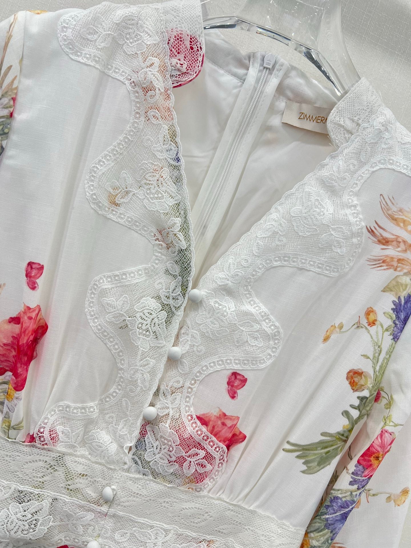Robe midi à manches bouffantes et broderie florale Zimmermann 2025