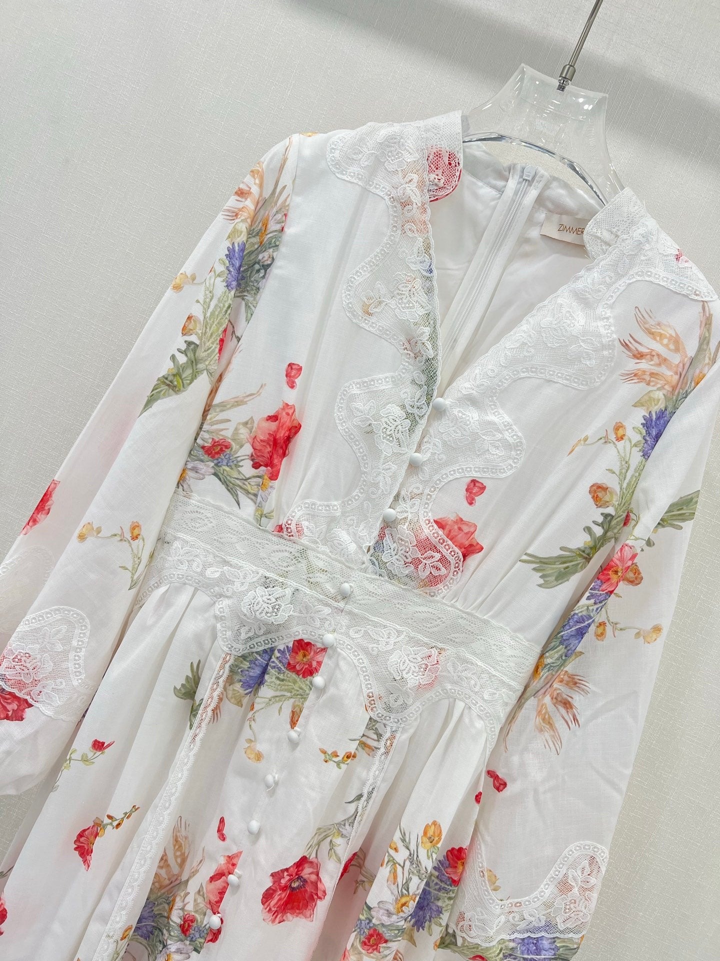 Robe midi à manches bouffantes et broderie florale Zimmermann 2025