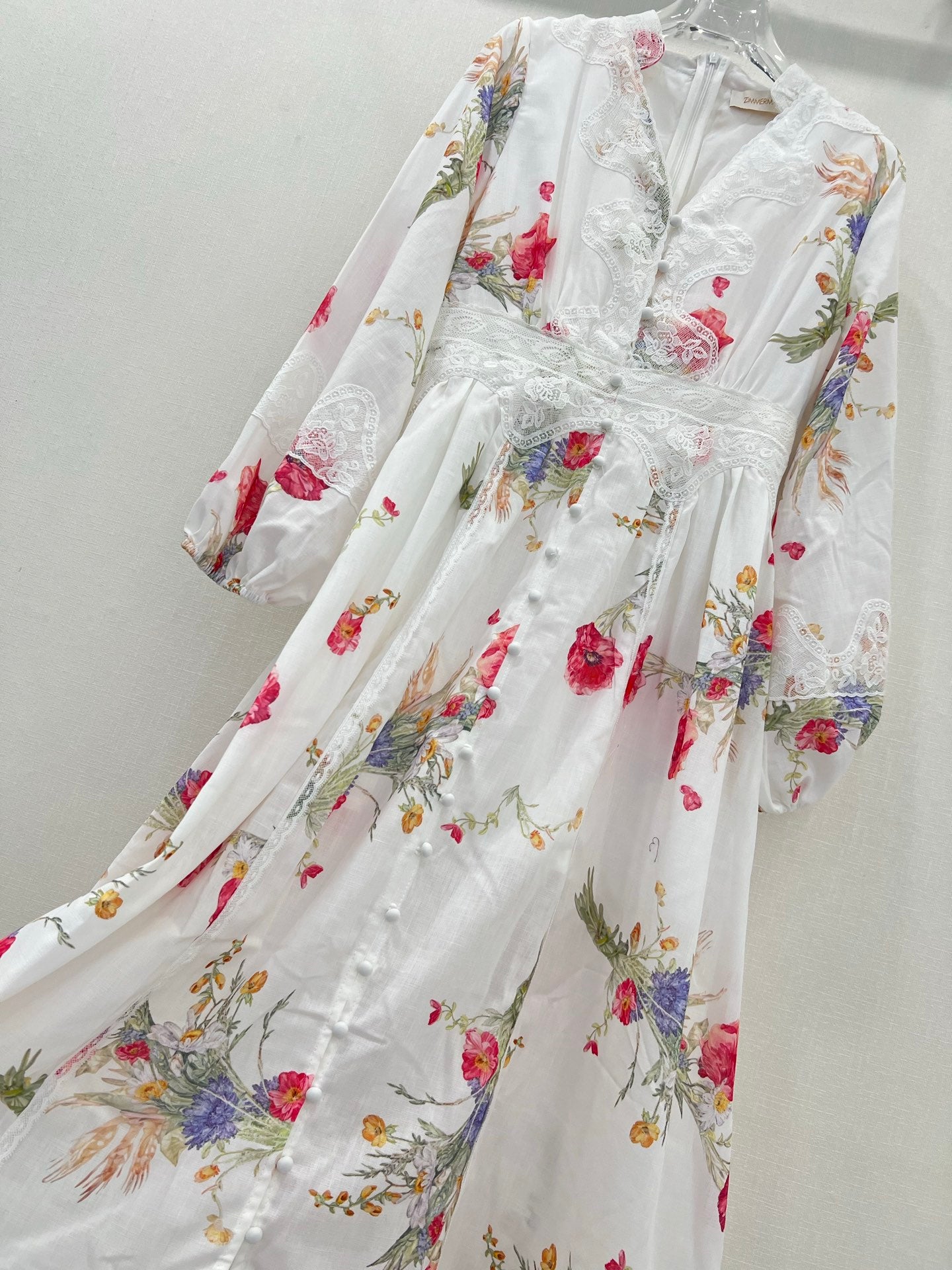 Robe midi à manches bouffantes et broderie florale Zimmermann 2025