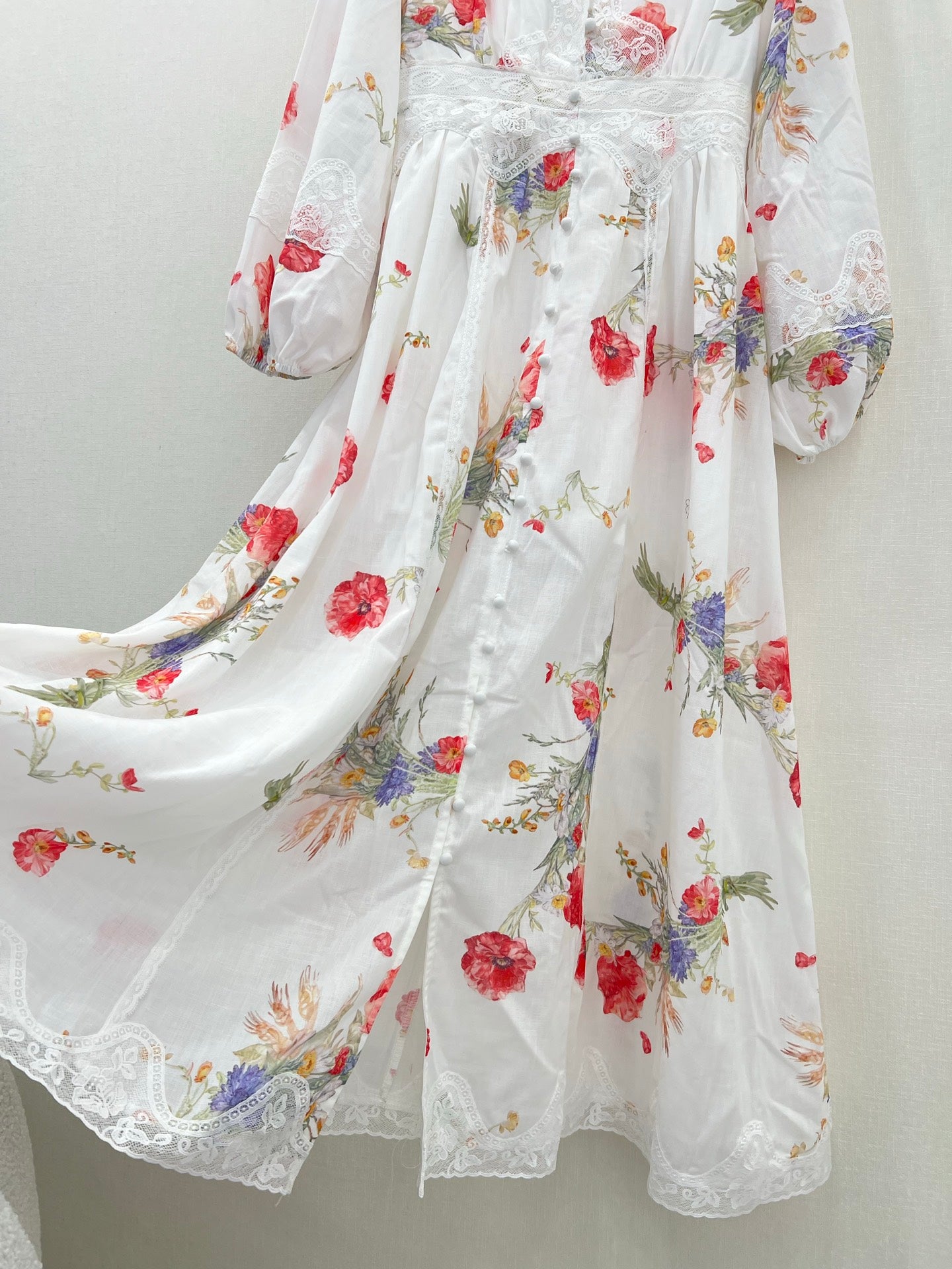 Robe midi à manches bouffantes et broderie florale Zimmermann 2025