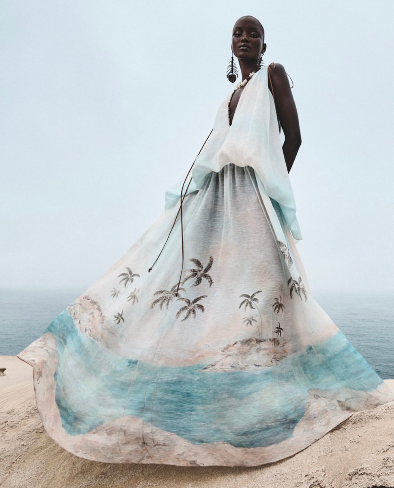 Robe longue sans manches à imprimé agate bleu Illuminate SS Zimmermann 2025