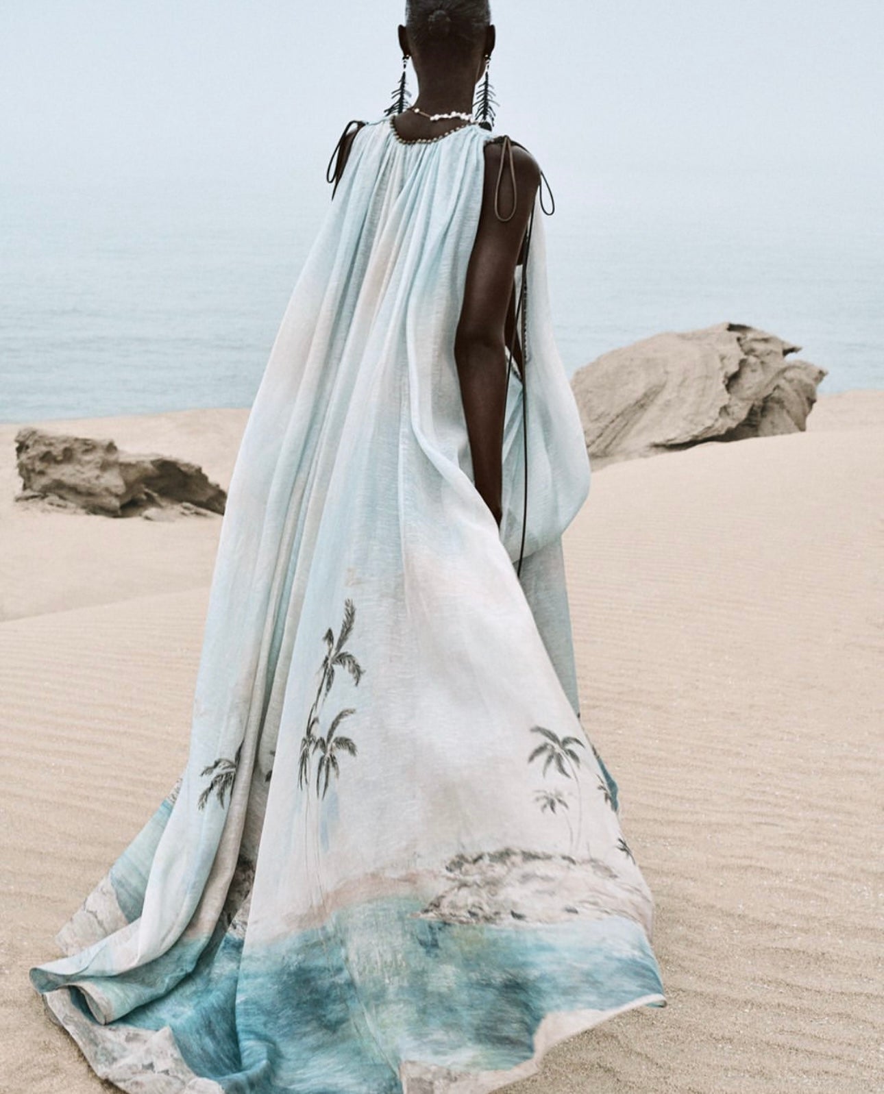 Robe longue sans manches à imprimé agate bleu Illuminate SS Zimmermann 2025